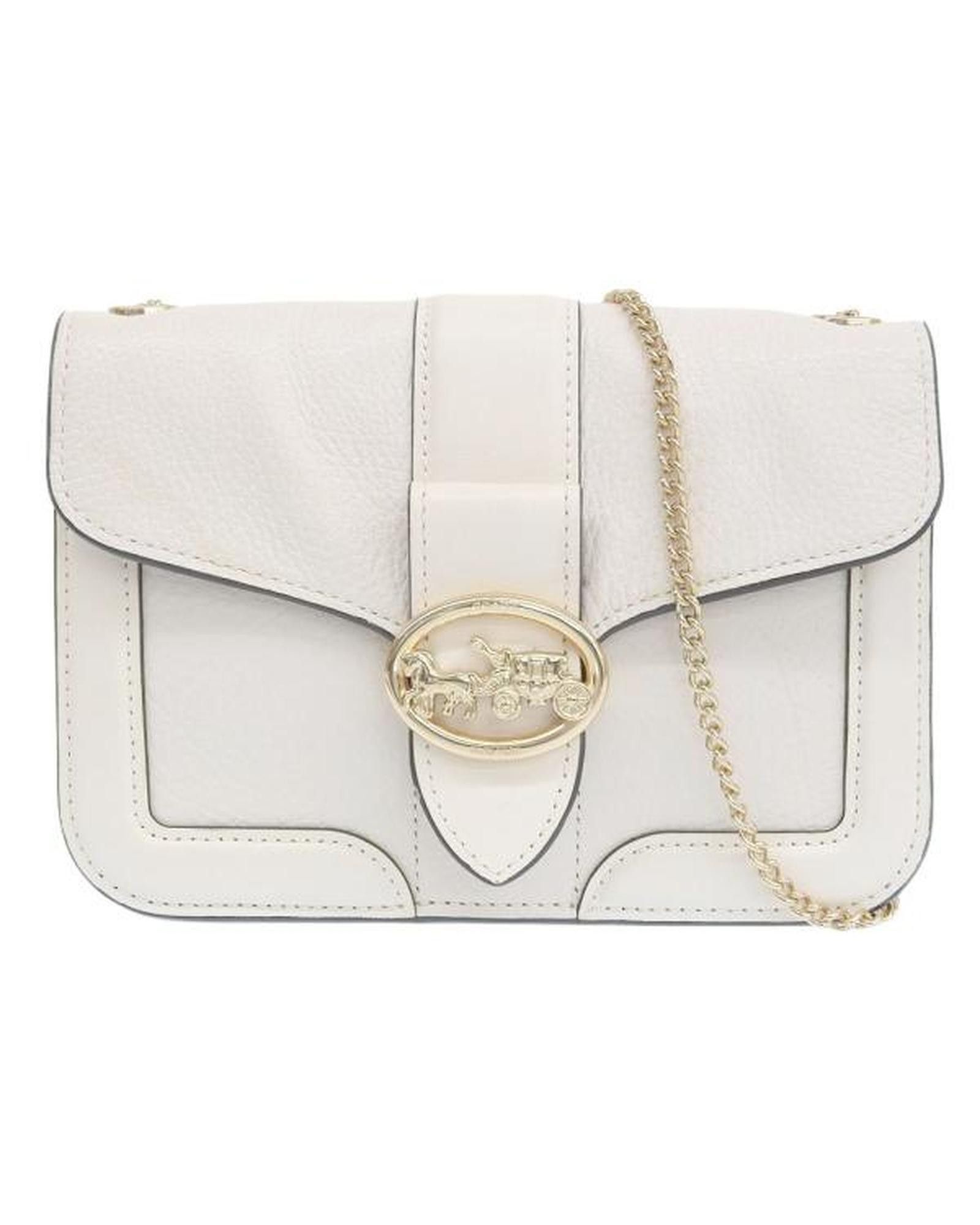 image of Coach Leather Wallet On Chain Crossbody Bag In Excellent Condition in White, Women's