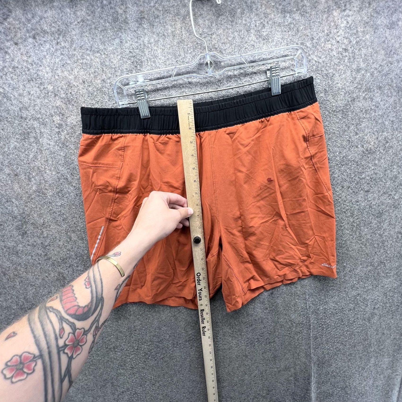 Eddie Bauer Eddie Bauer Shorts Mens Large Orange Athletic Lined 7 Inseam Reflective Pockets Drawstring Lightweight Stretch Debug Size US 33 - 6 Thumbnail