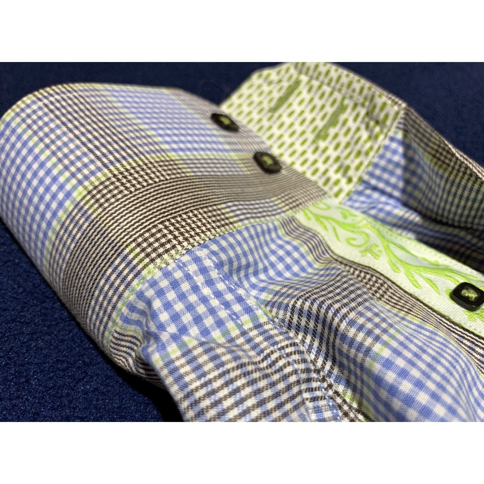 Vintage Visconti Uomo Dress Shirt XL Blue Brown Glenplaid 100% Cotton Long Sleeve Mens Size US XL / EU 56 / 4 - 6 Thumbnail