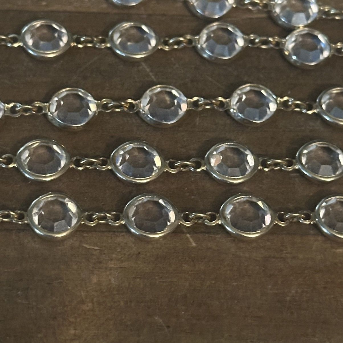 Vintage Vintage long gold tone bezeled clear crystal link necklace Size ONE SIZE - 3 Thumbnail