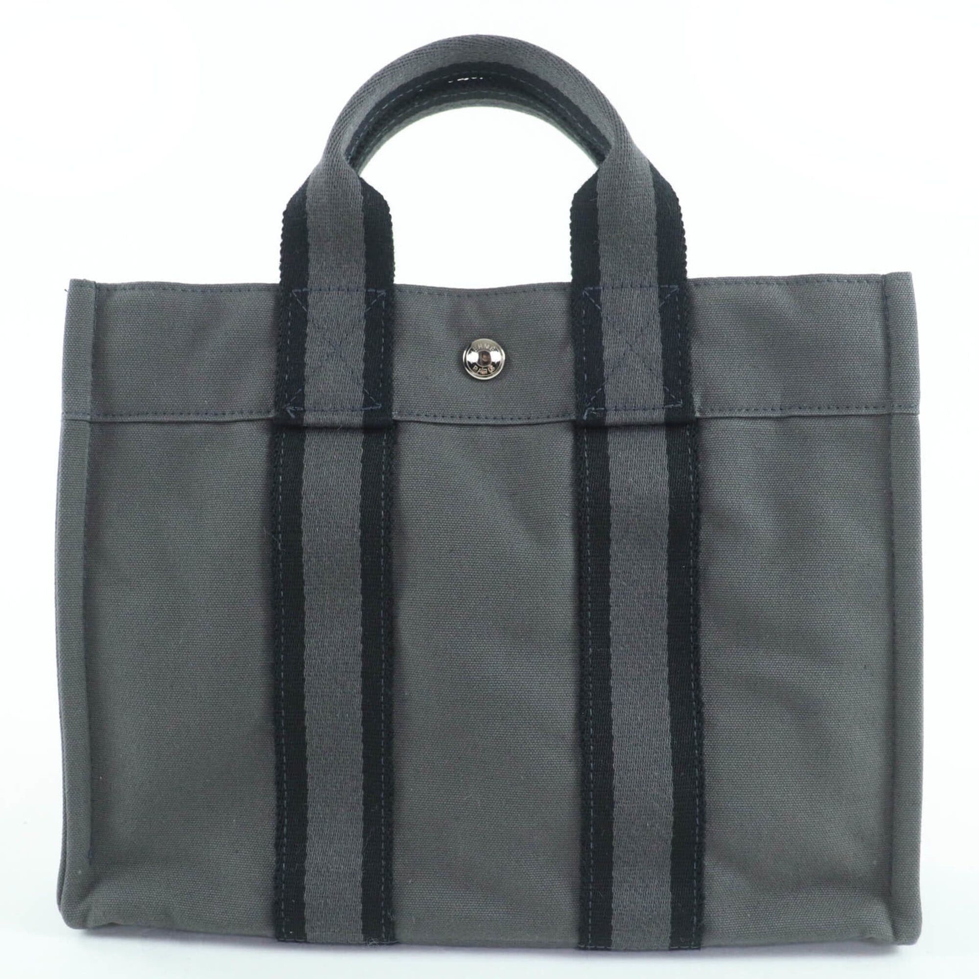 Hermes HERMES Fourre-Tout PM Tote Bag/Handbag, 100% Cotton, Silver Hardware, Sellier Clasp, Gray, Made in France, Women's Size ONE SIZE - 1 Thumbnail
