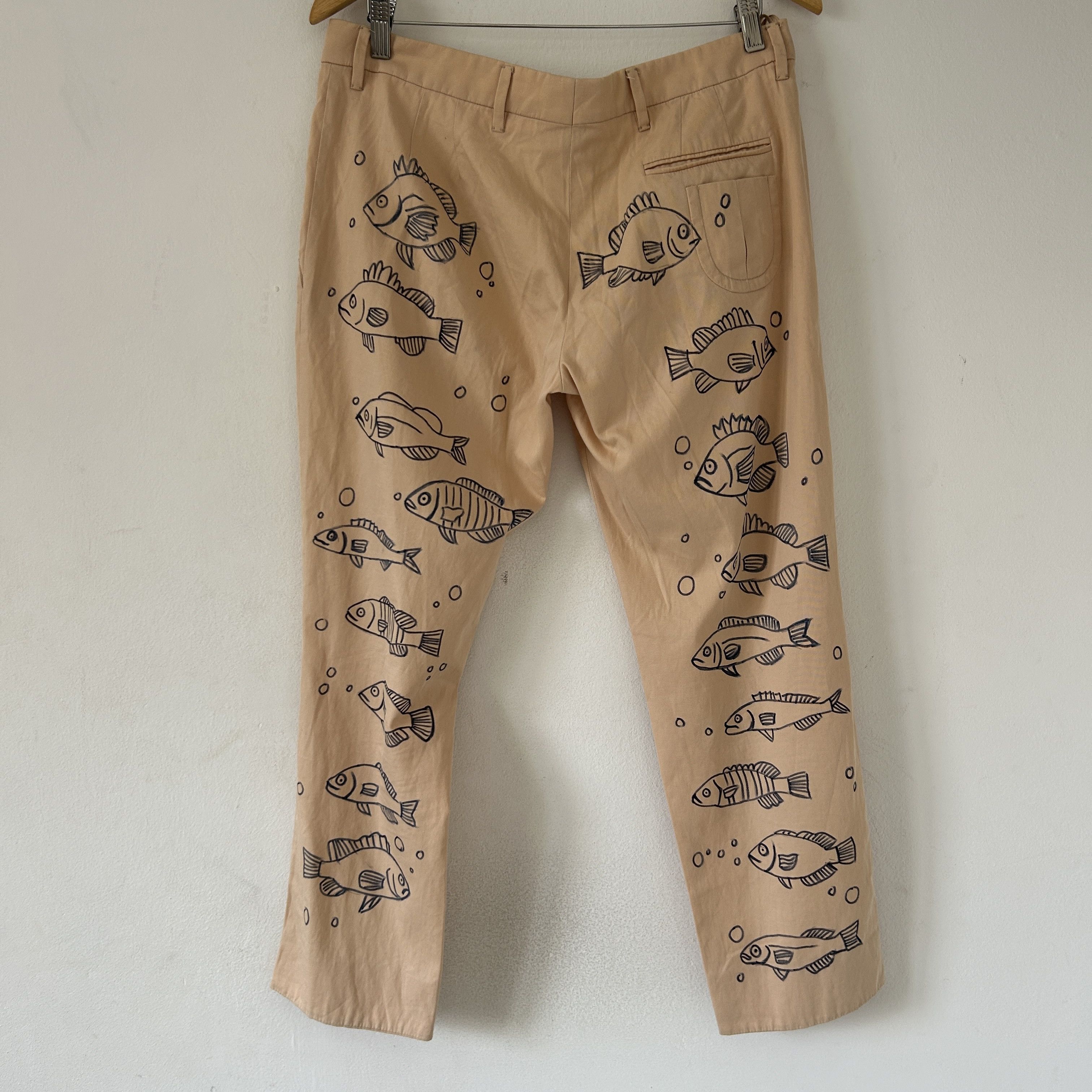 Miu Miu Custom Miu Miu painted fish pink cotton low rise pants Size 30" / US 8 / IT 44 - 8 Thumbnail