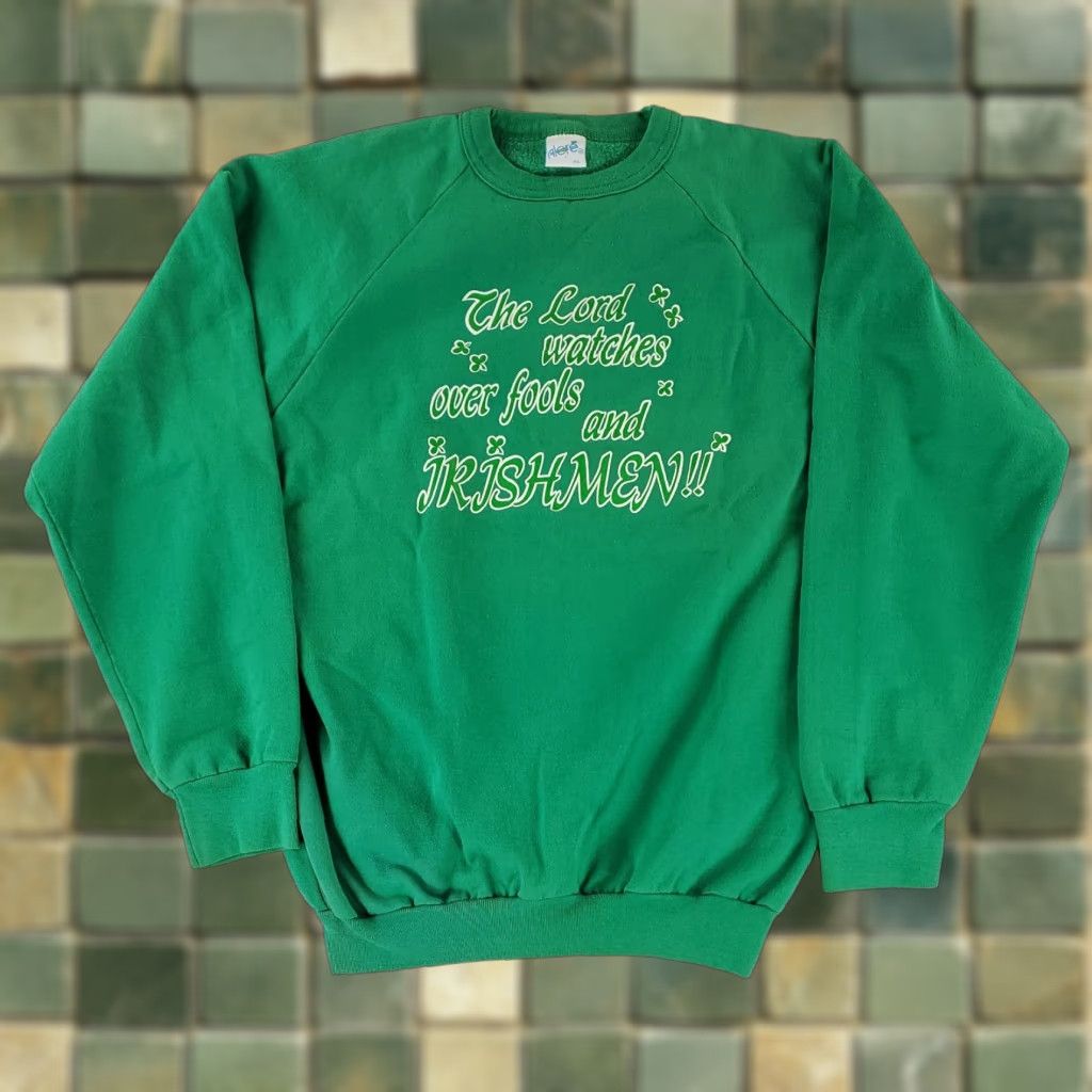 Vintage VINTAGE Alore St Patricks Day Sweatshirt Green XL Mens Made USA 80s 90s Crew Neck Pullover Sweatshirt Size US XL / EU 56 / 4 - 1 Thumbnail