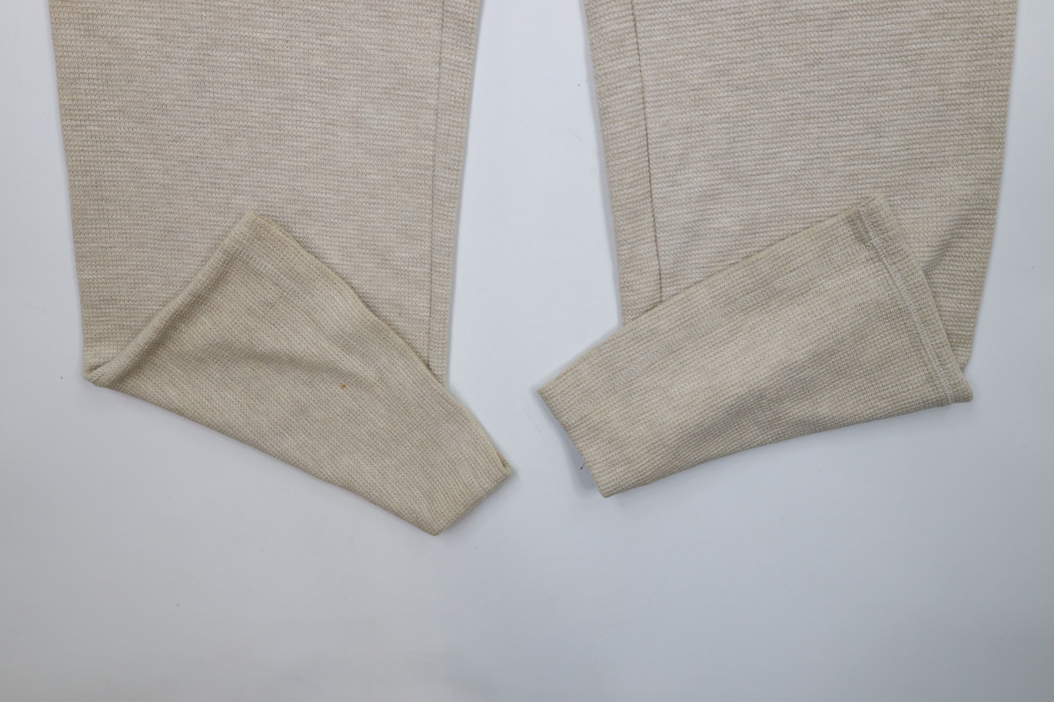 Ralph Lauren × Vintage Vintage 90s Ralph Lauren Waffle Knit Wide Leg Pants Beige Size 34" / US 12 / IT 48 - 5 Thumbnail