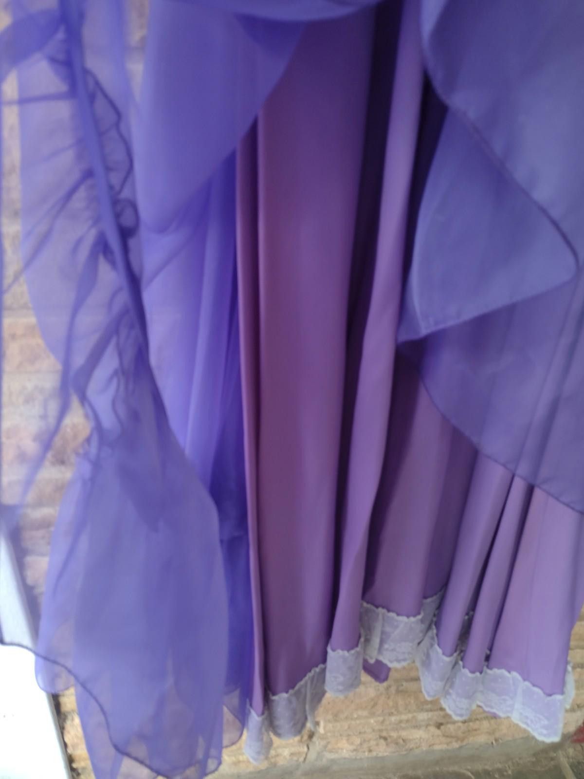 The Unbranded Brand 70s Purple Chiffon Prairie Gown Lace Ruffles Satin Lining S Size S / US 4 / IT 40 - 6 Thumbnail