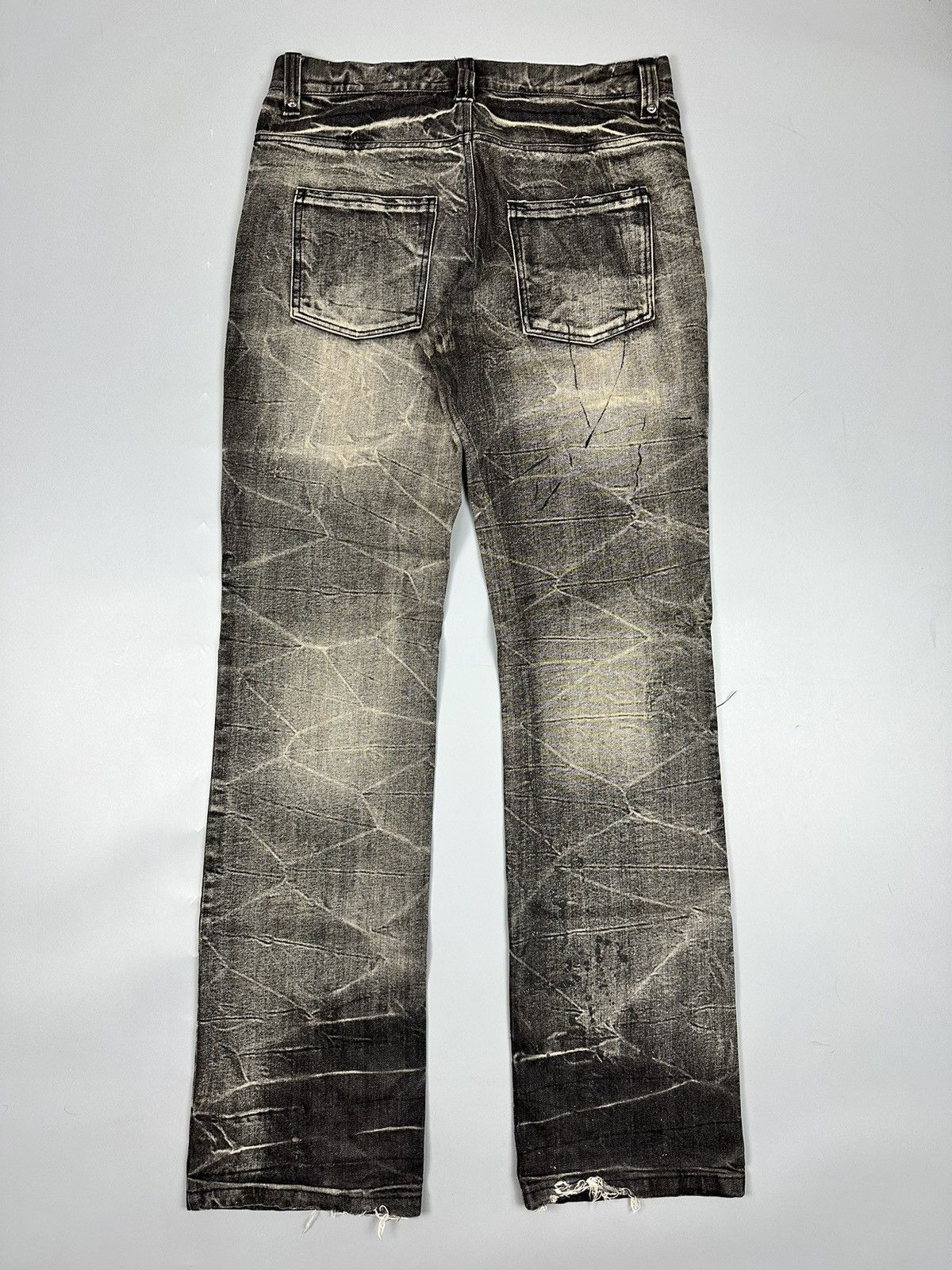 If Six Was Nine Distressed Vintage Whiskered Flared Denim Size US 32 / EU 48 - 2 Thumbnail