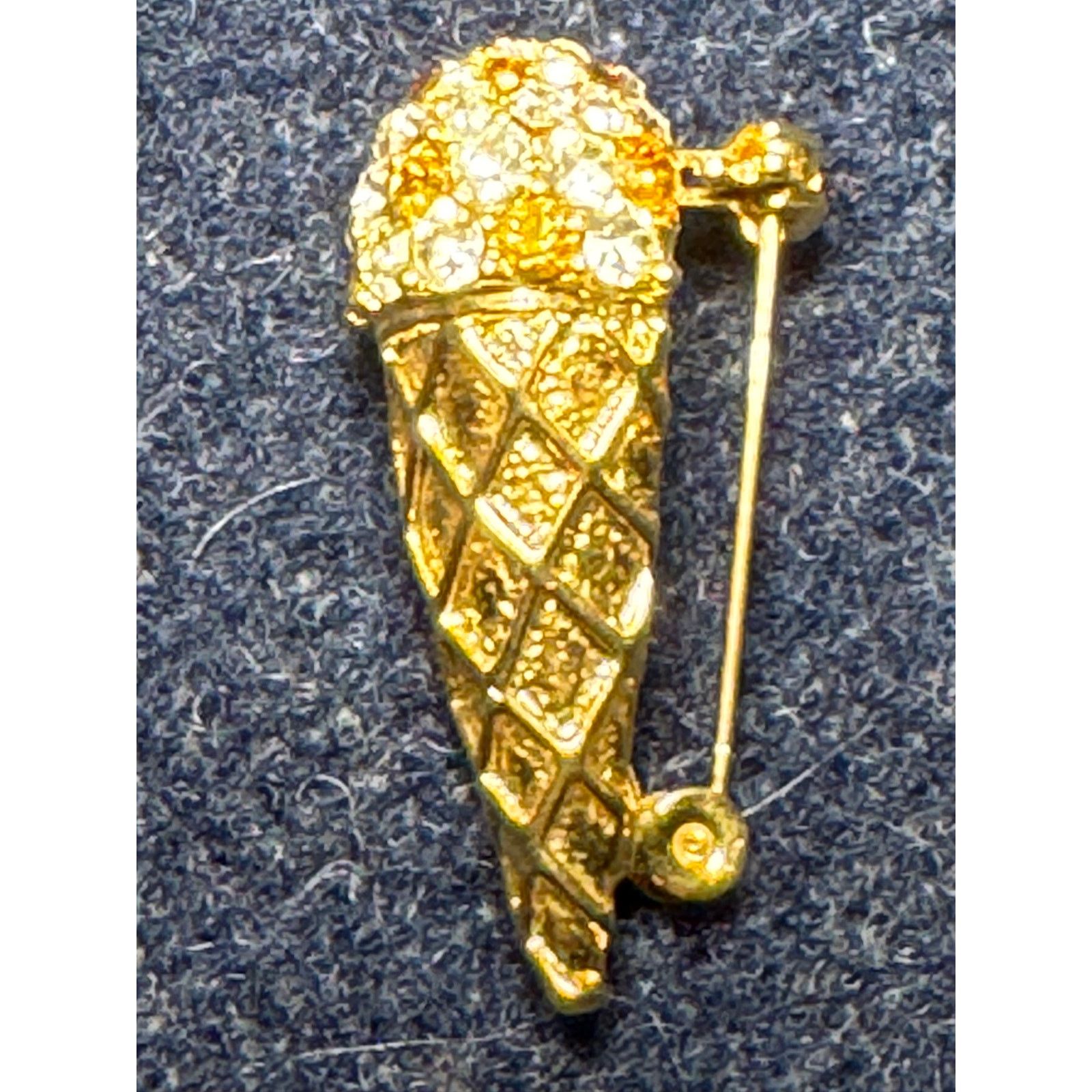 Other Gold Tone Snow Cone Brooch with Rhinestones Size ONE SIZE - 2 Thumbnail