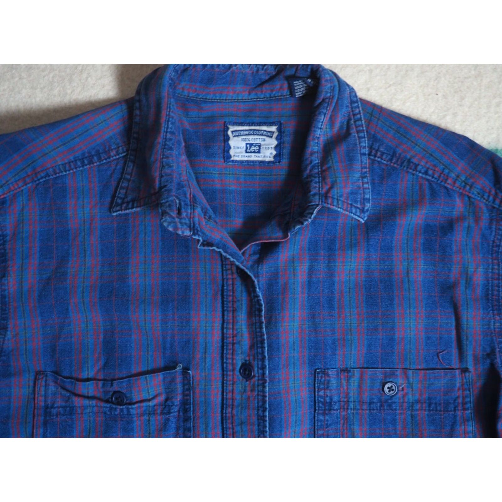 Lee VINTAGE Lee USA Made Blue Plaid Cotton Pocket Printed Flannel Shirt Mens S Size US S / EU 44-46 / 1 - 2 Thumbnail