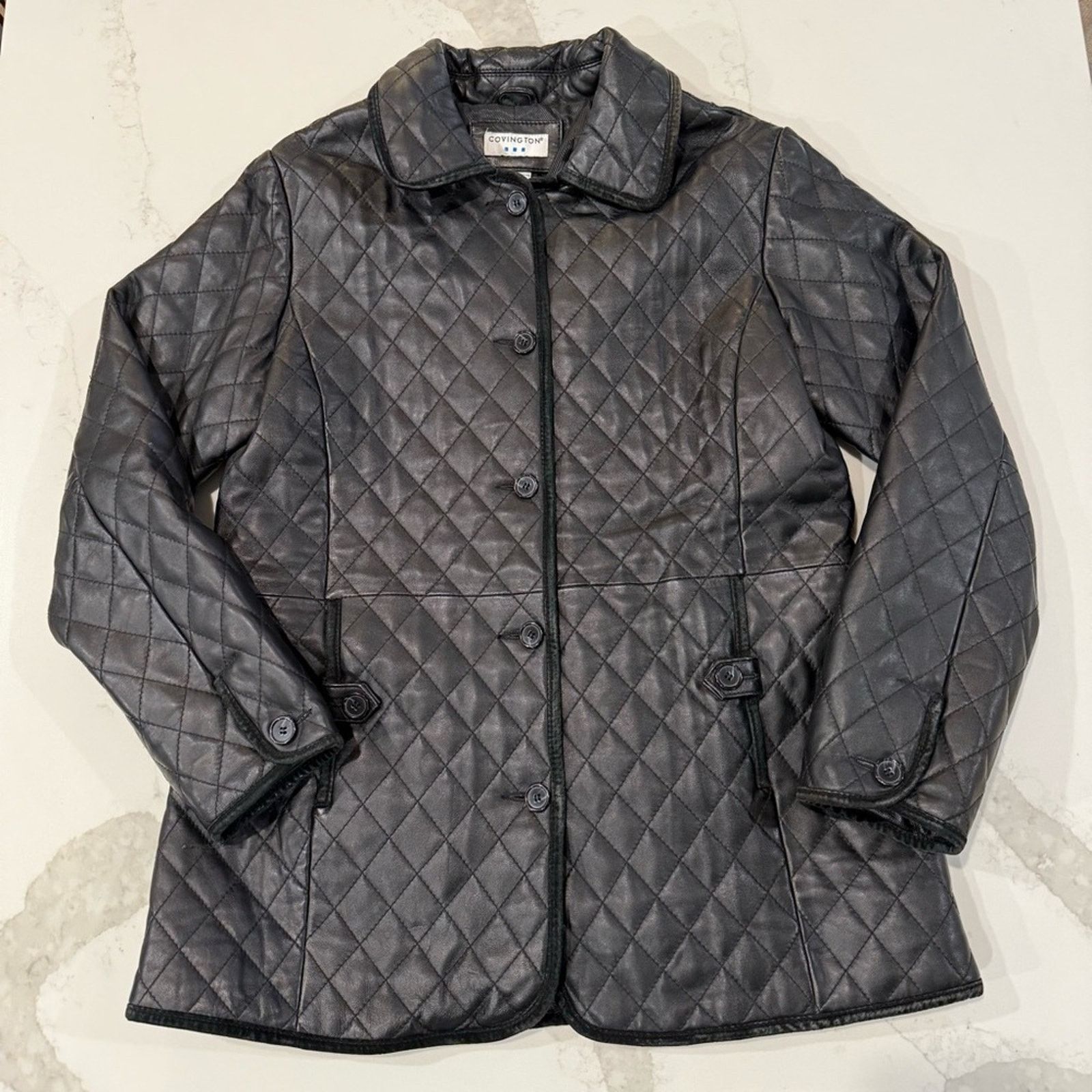 Covington Covington Quilted Button Front Leather Jacket Womens Medium Size M / US 6-8 / IT 42-44 - 1 Thumbnail