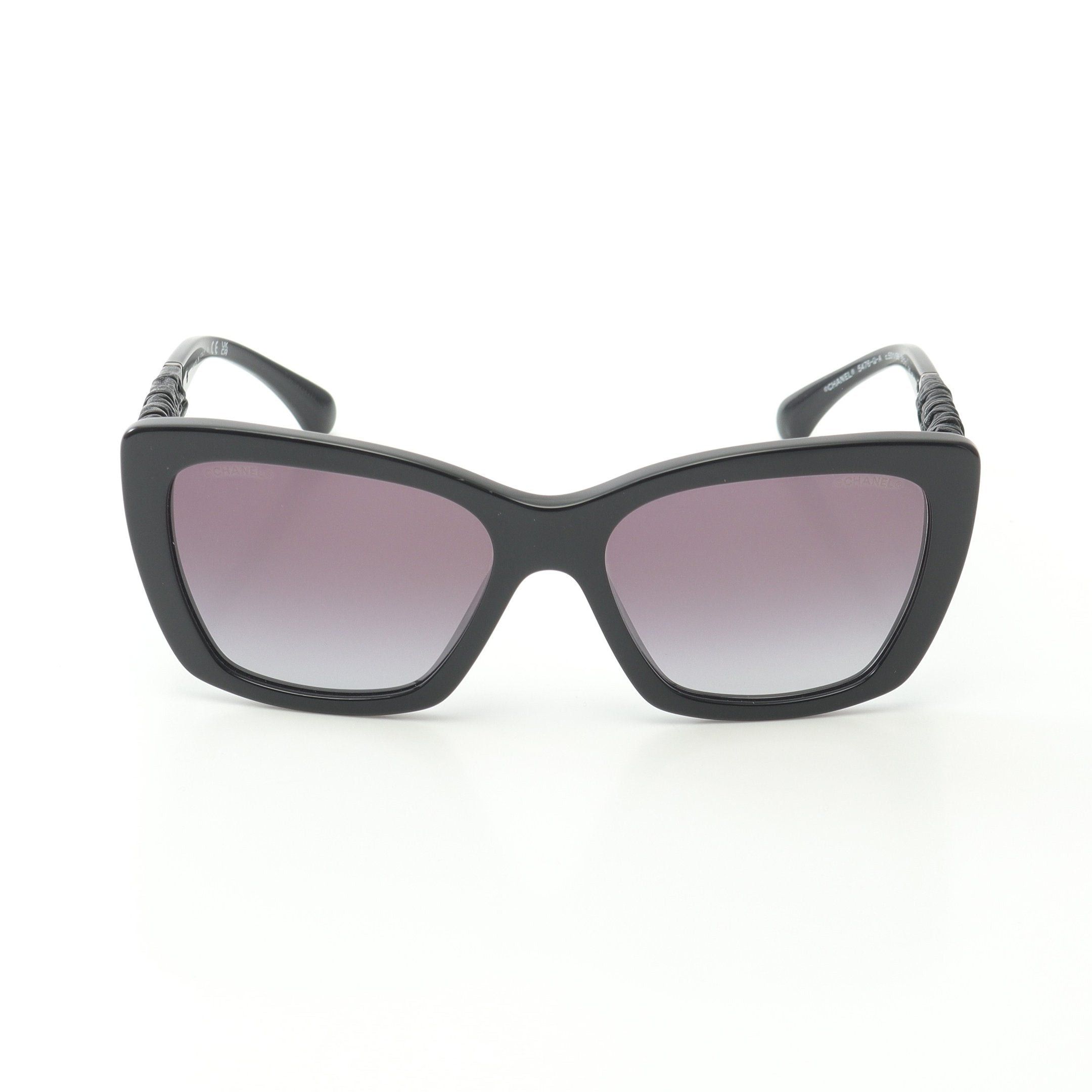 Chanel Chanel Coco Mark Sunglasses Gather Leather Black Gradient Lens Size ONE SIZE - 1 Thumbnail