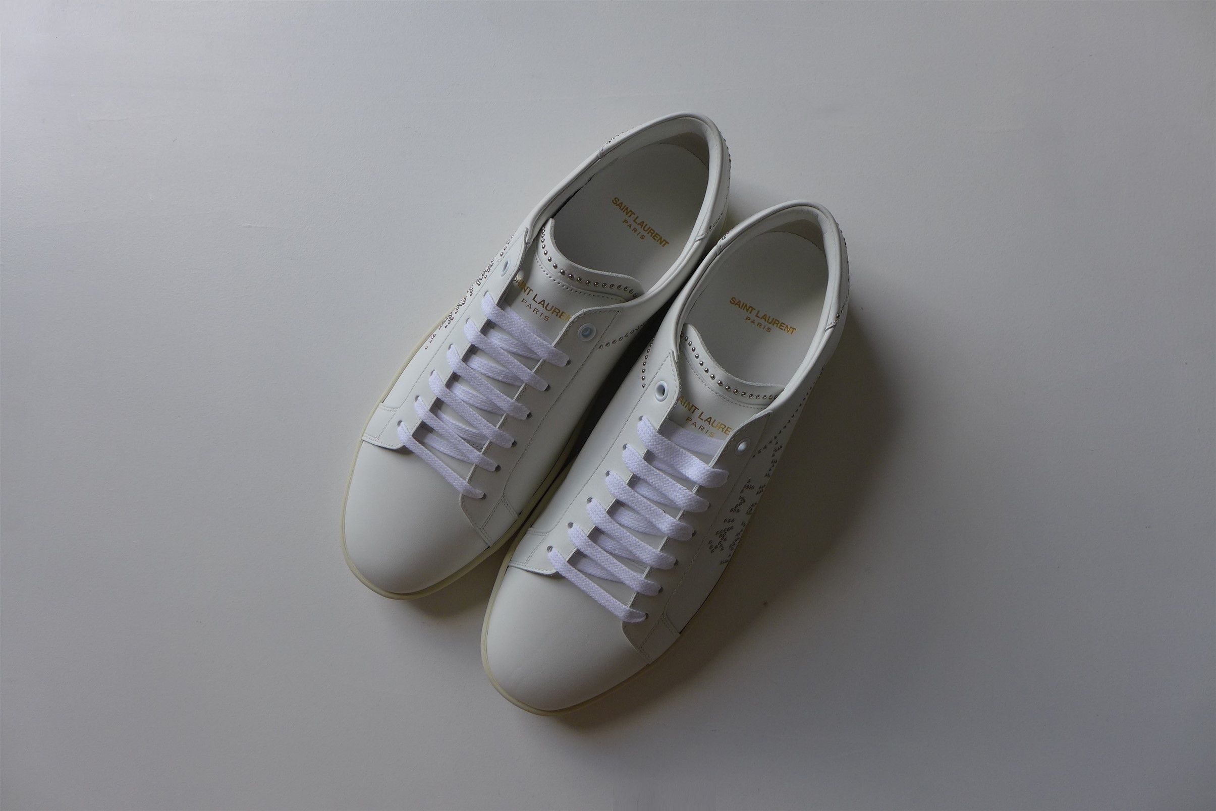 Saint Laurent Paris Saint Laurent SL/08 Sneakers - Studded White Calf Leather Size US 11 / EU 44 - 2 Thumbnail