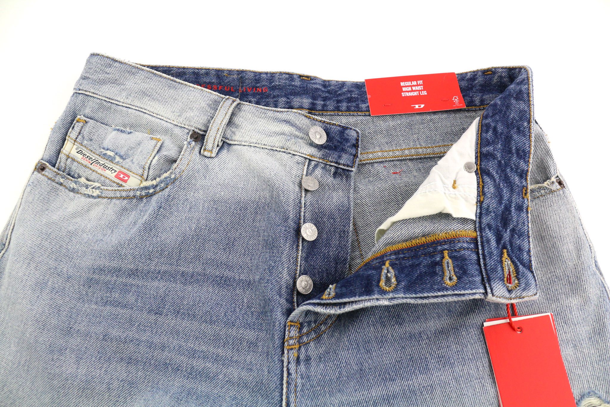 Diesel 1955 09C90 W32/L32 High Waist Distress 40393 Size US 32 / EU 48 - 4 Thumbnail