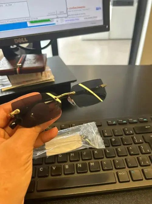 VIBE Black Lens Rimless Square Sunglasses Size ONE SIZE - 1 Thumbnail