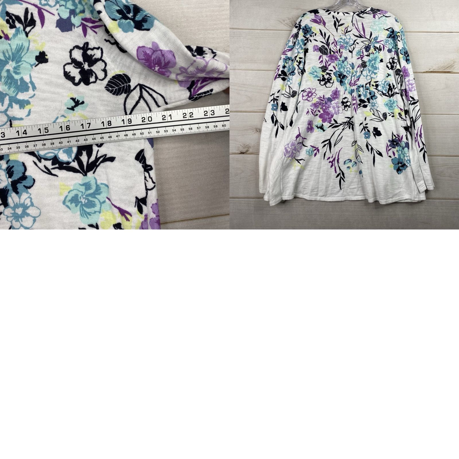 Vintage CJ Banks Cardigan Sweater Womens XL White Floral Open Front NWT Duster Artsy Open Front Casual Knit Shirt? Size XL / US 12-14 / IT 48-50 - 8 Thumbnail