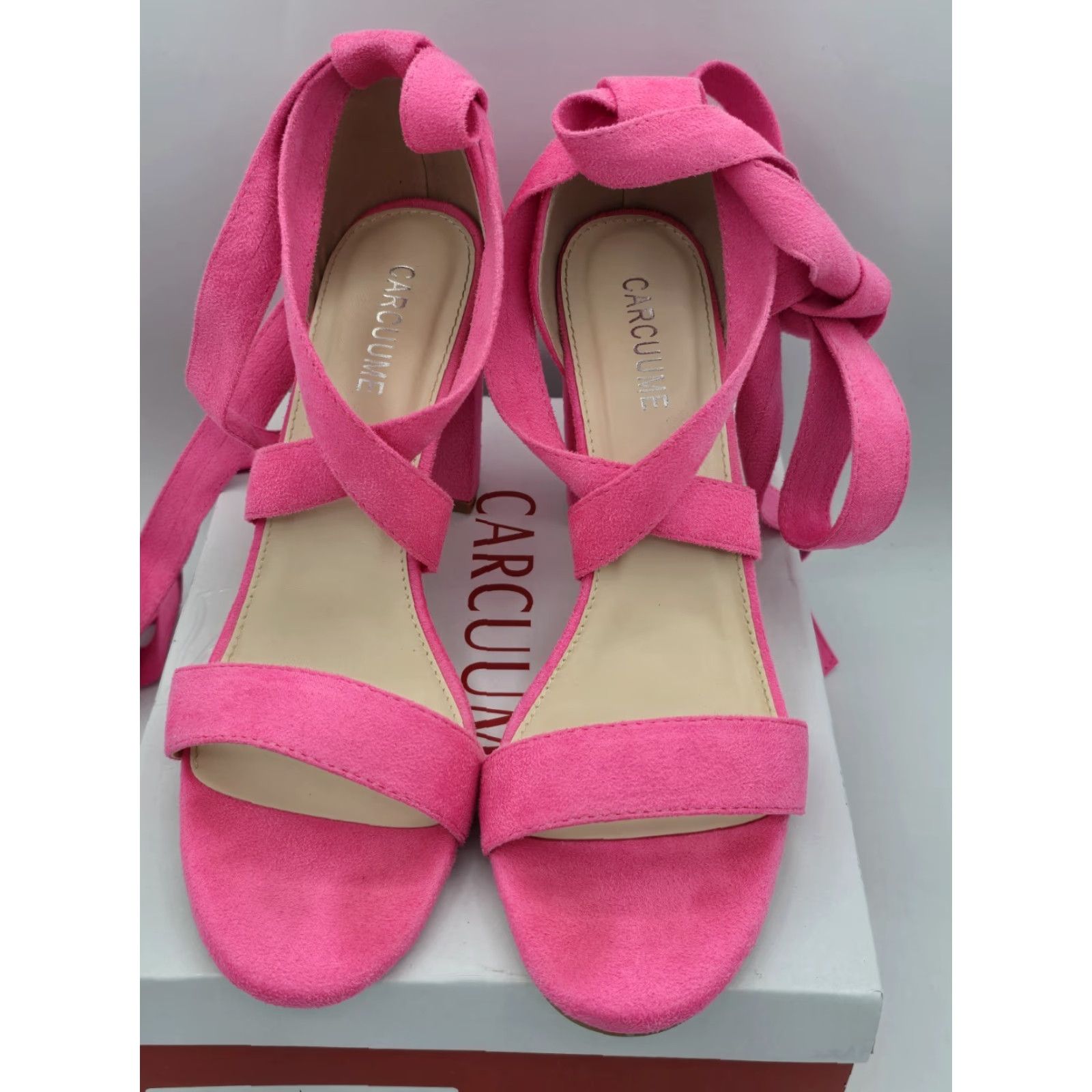 ELLERY Carcuume Ellery Shoes Women’s 9 PINK Platform Heel Ankle Wrap Open Toe Block Heel Party/Cocktail Womens 90s Going Out (Sash) Shoes Size US 9 / IT 39 - 5 Thumbnail