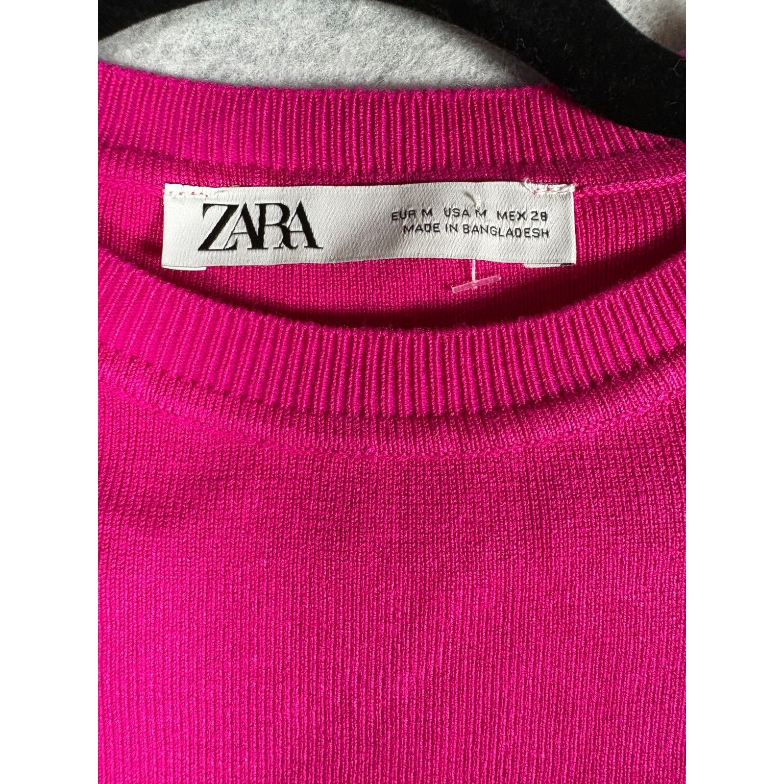 Zara Zara Ribbed Crop Top Bright Statement Tee Size Medium #0422 Size M / US 6-8 / IT 42-44 - 2 Thumbnail