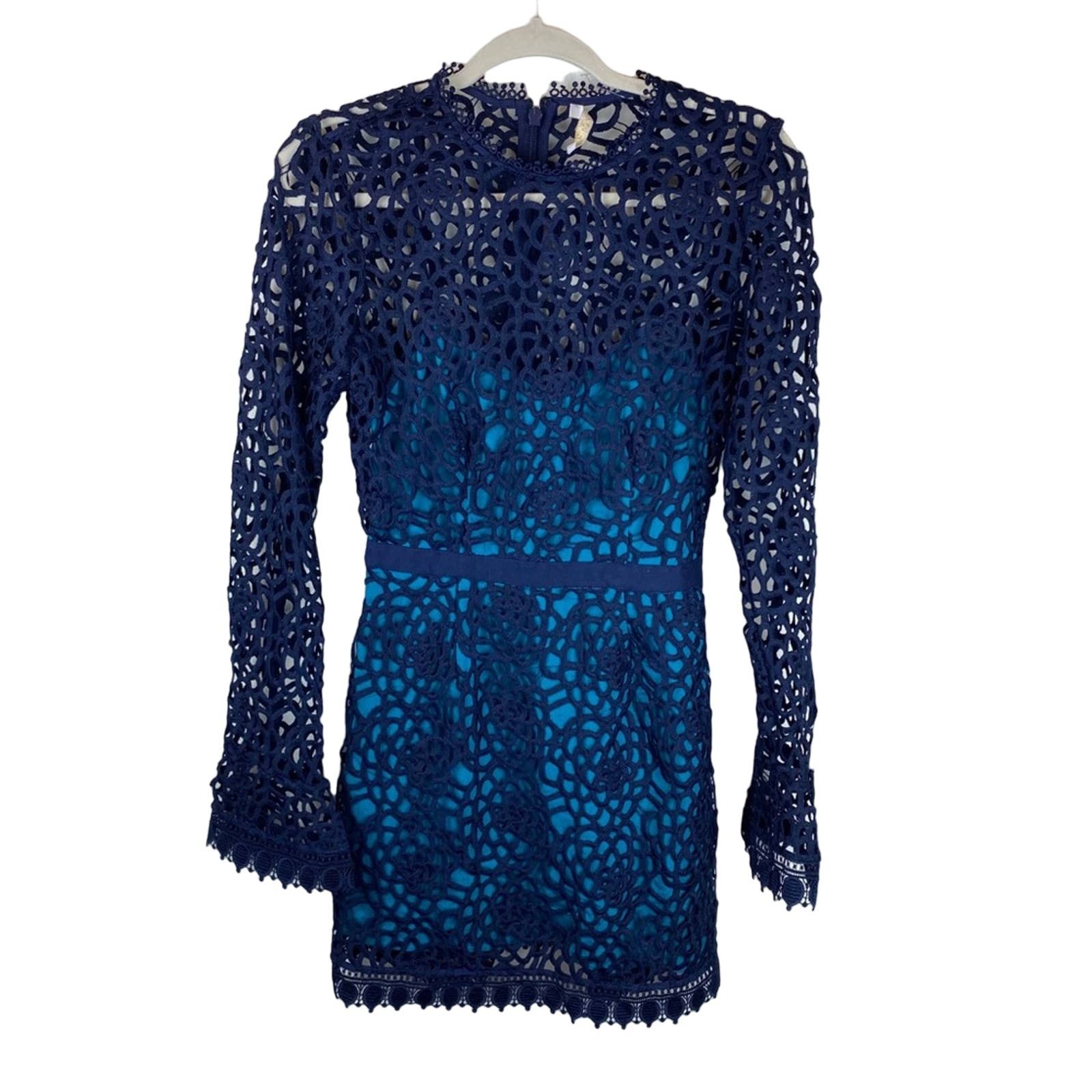 Nordstrom NEW Talulah Roseate Teal Mini Lace Cocktail Dress Small Size S / US 4 / IT 40 - 3 Thumbnail