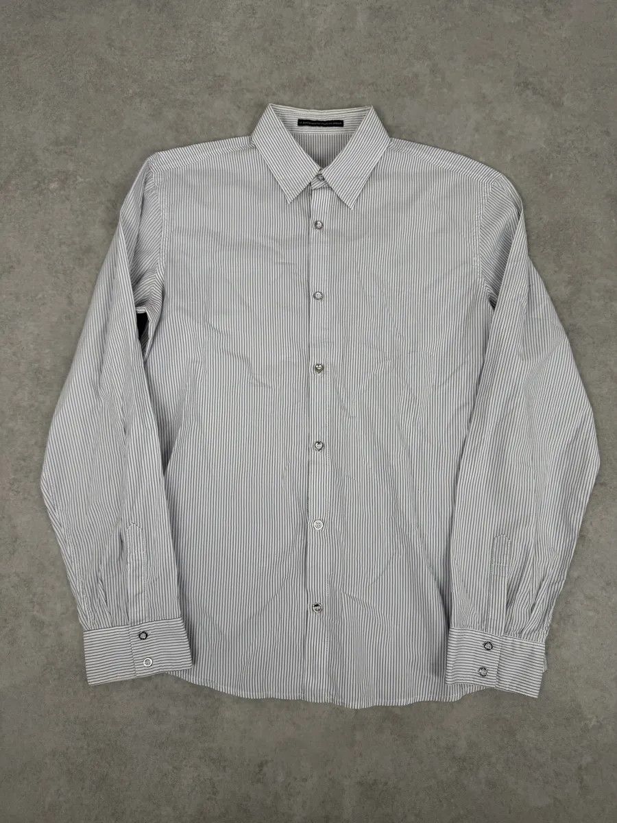 Marithe + Francois Girbaud 2000s Marithé + François Girbaud White & Blue Striped Signature Shirt Size US M / EU 48-50 / 2 - 1 Thumbnail