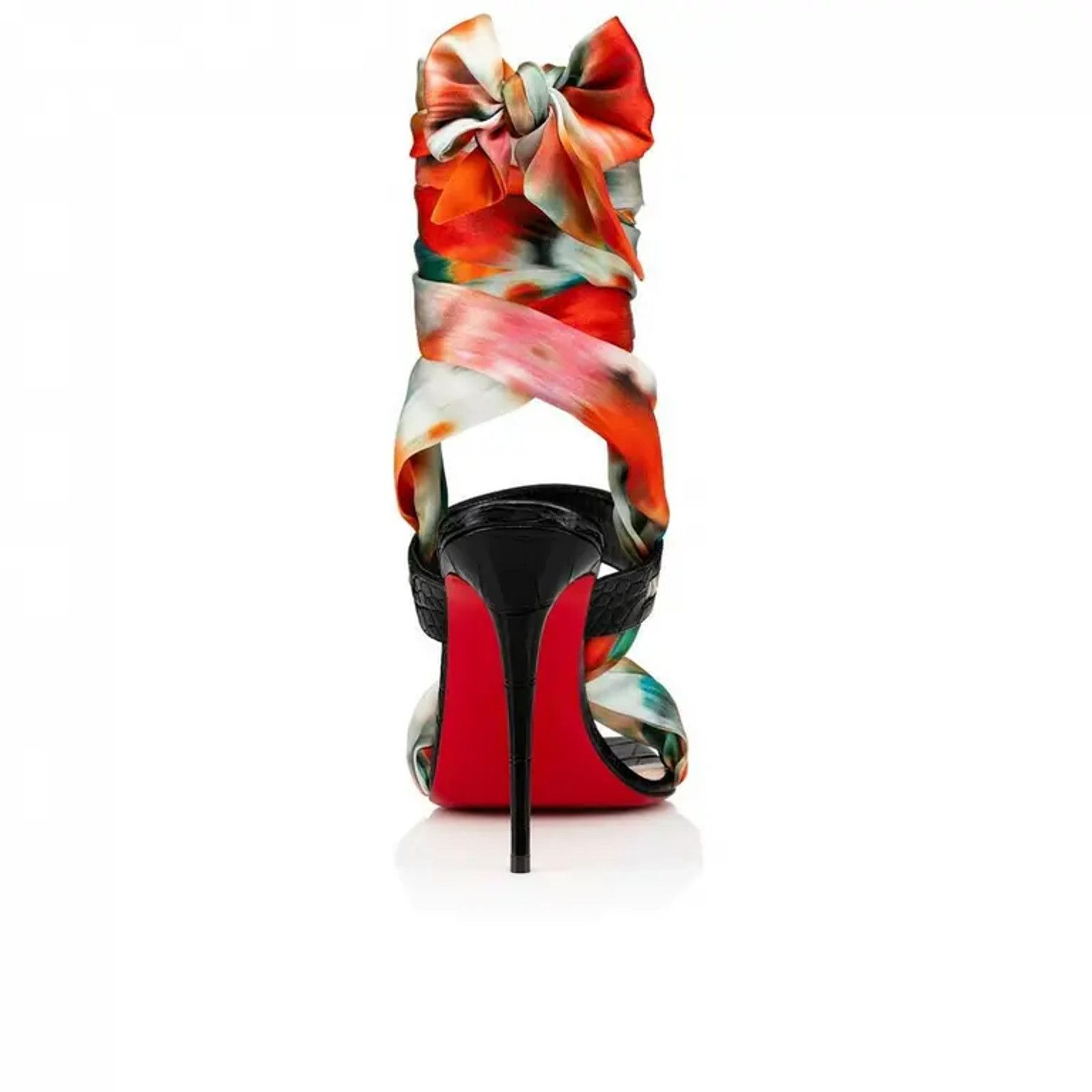 Christian Louboutin Foulard Cheville 100 Black Red Lace Up Sandal Heel Pump 37 Size US 7 / IT 37 - 9 Thumbnail