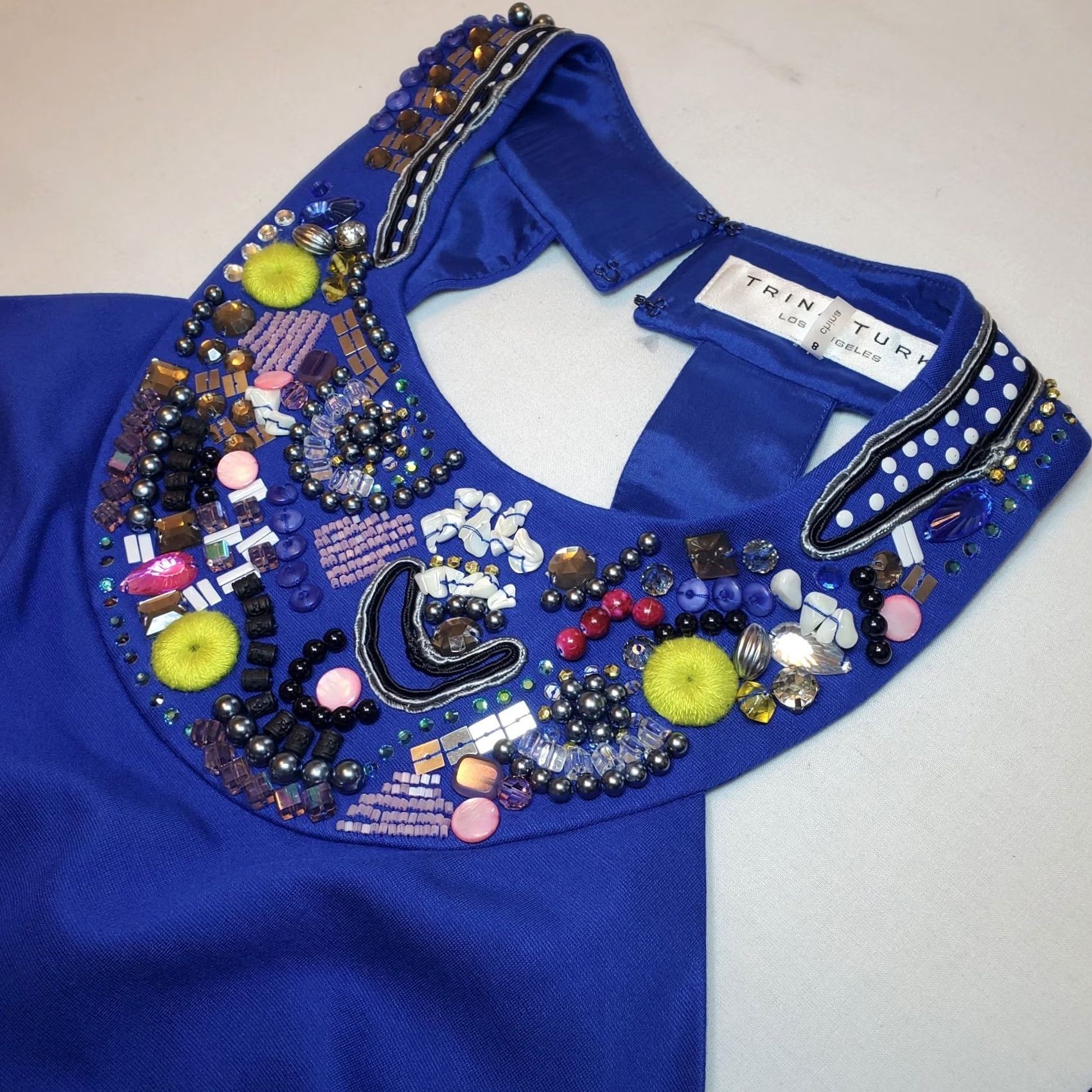 Trina Turk Trina Turk Mini Dress Size 8 Royal Blue Beaded Embellished Evening MSRP 48 Size M / US 6-8 / IT 42-44 - 7 Thumbnail