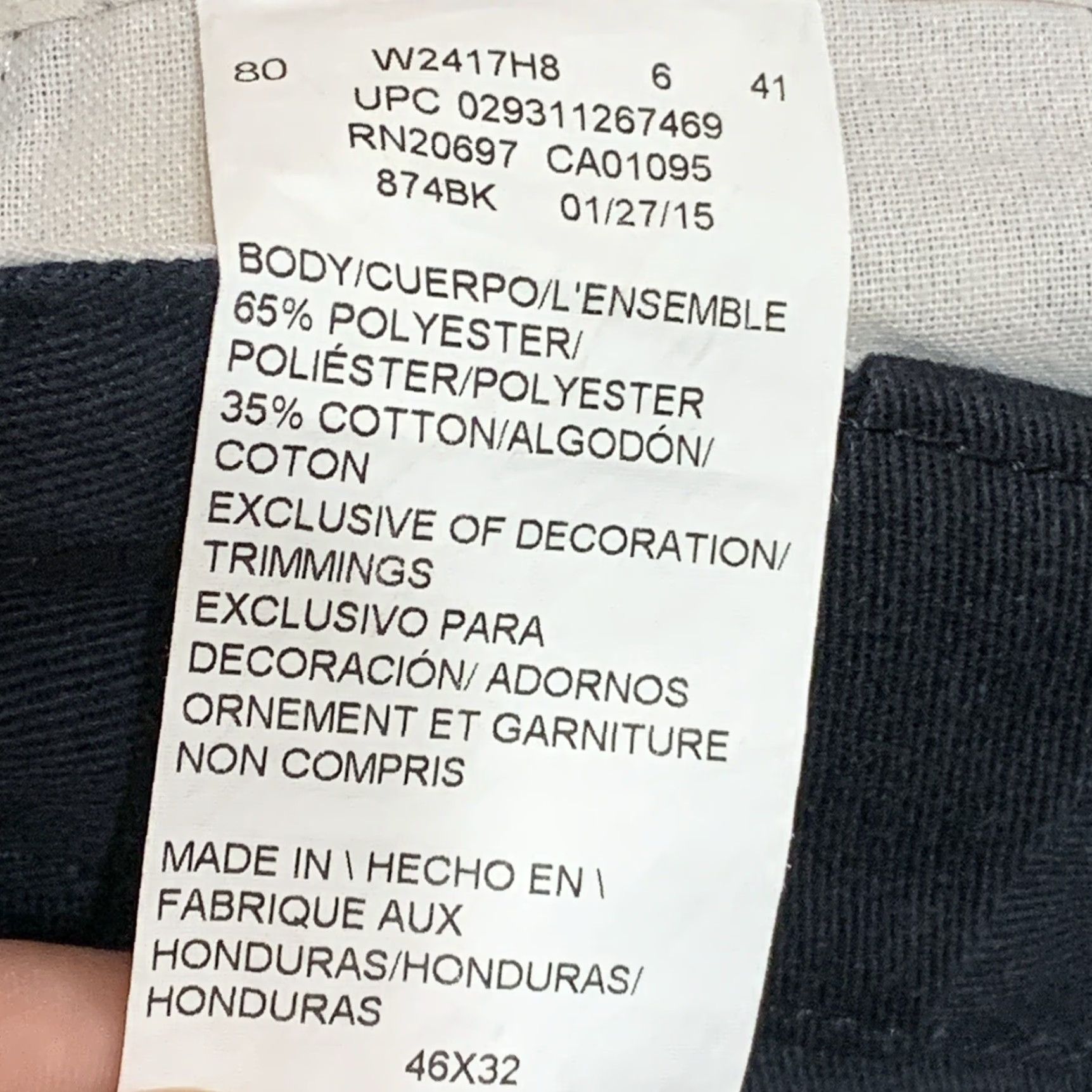 Dickies DICKIES 874 Original Fit Work Pants Black 45x31 Poly Blend Men's Regular Straight Front Pockets Vintage No 874 Original Fit? Size US 44 / EU 60 - 5 Thumbnail