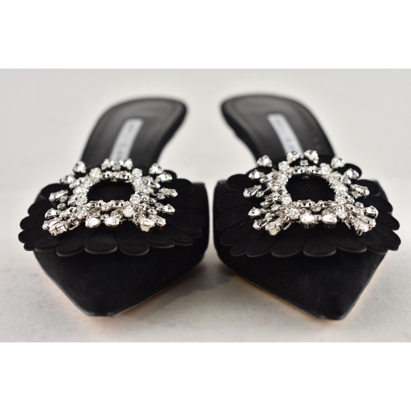 Manolo Blahnik Manolo Blahnik Shogmu 50 Black Suede Jewel Crystal Kitten Size US 7 / IT 37 - 9 Thumbnail