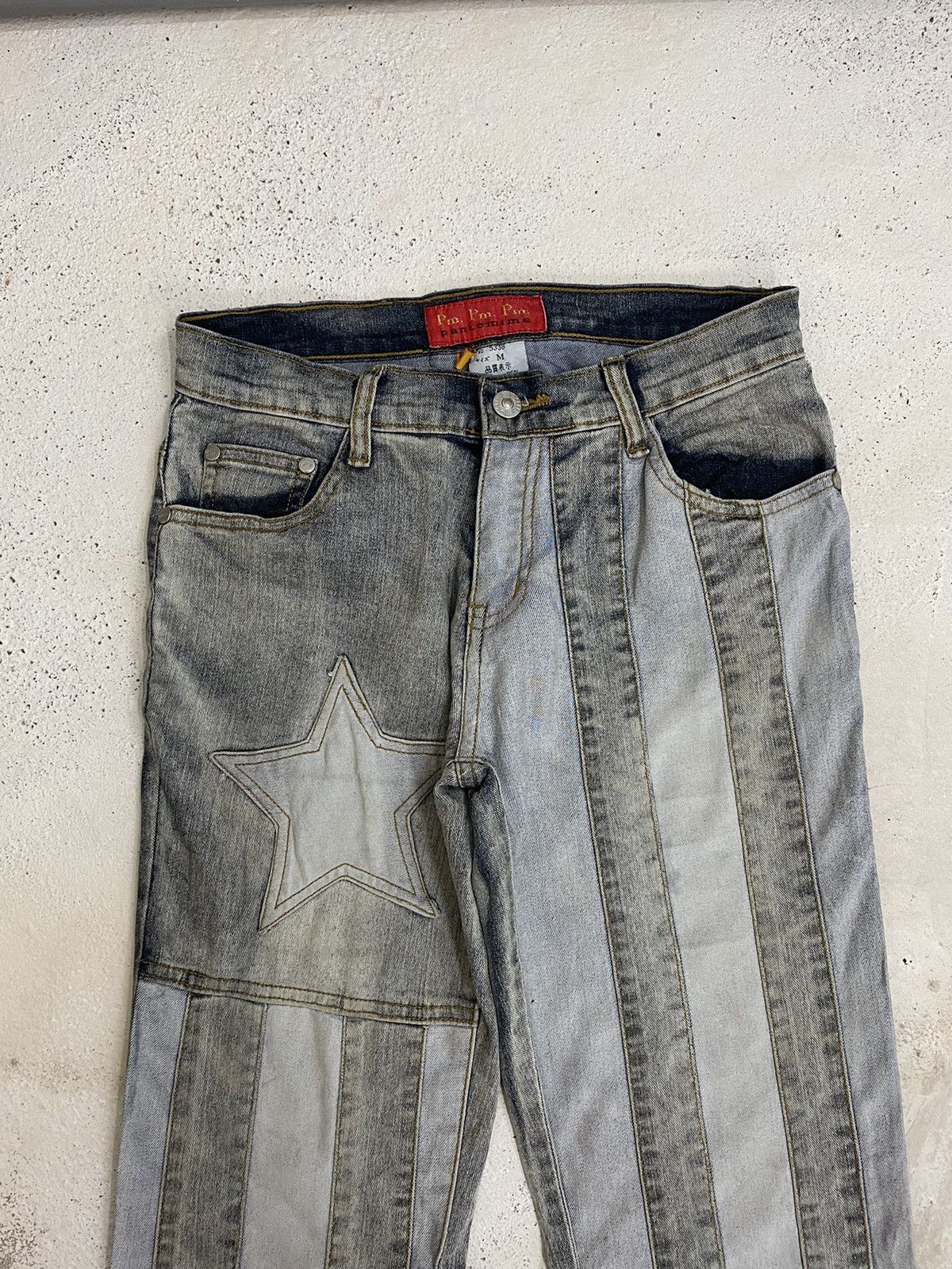 Tornado Mart Vintage Pantomime Flared Star Appliqué Unique Striped Retro Size US 29 - 8 Thumbnail