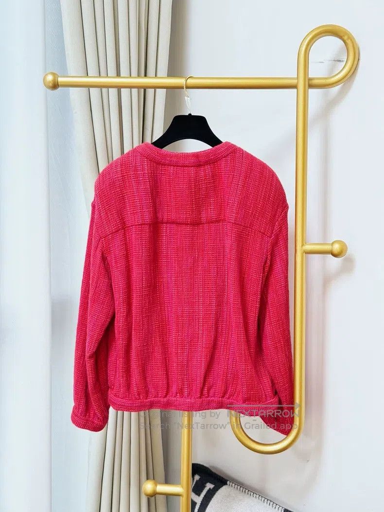 Chanel Chanel 21S stitching red round-neck long-sleeved jacket Size XS / US 0-2 / IT 36-38 - 4 Thumbnail