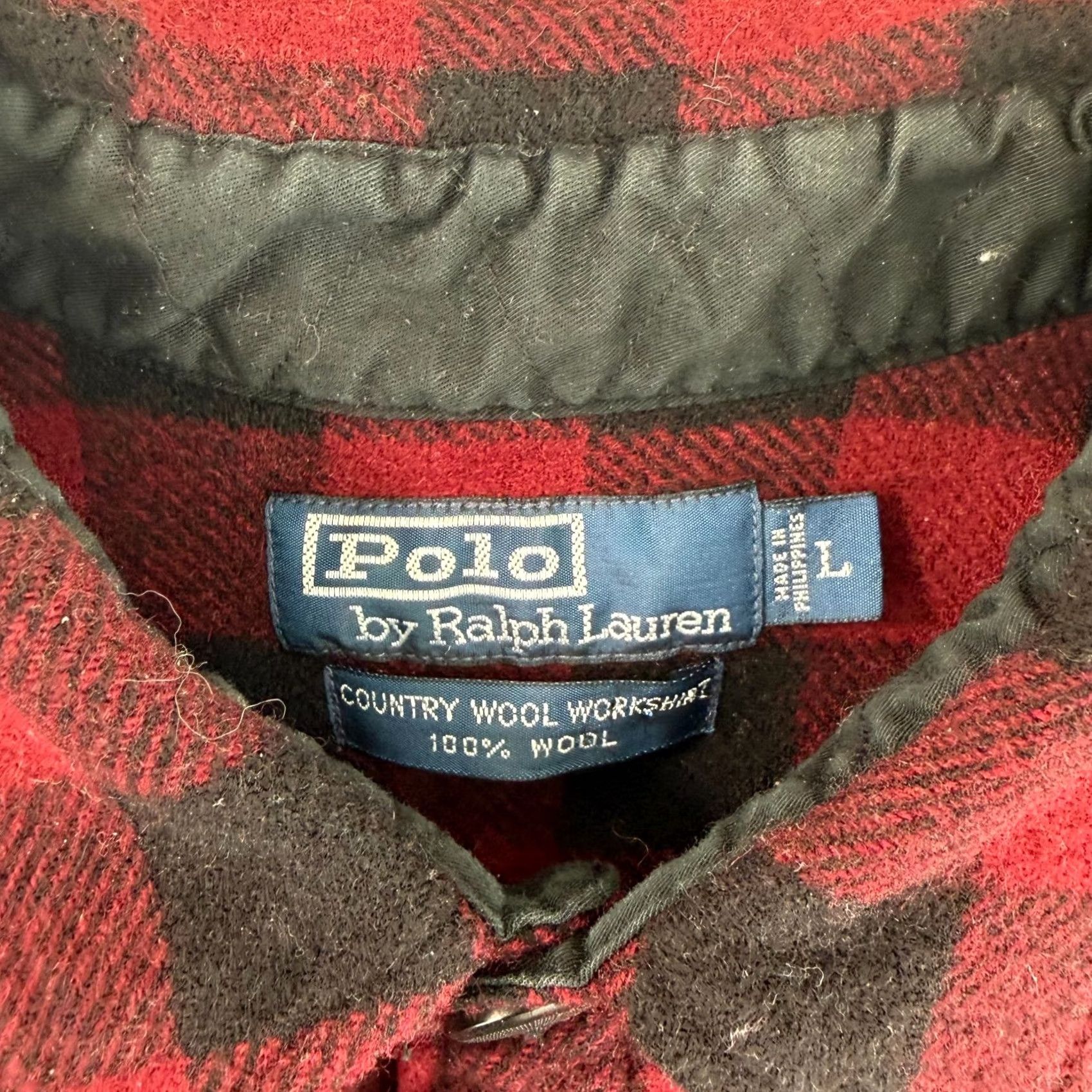 Polo Ralph Lauren VINTAGE Polo Ralph Lauren Workshirt Shirt Men Large Red Plaid Wool Elbow Patch Button-Up Long Sleeve Casual Travel 47in Chest Designer Grunge Preppy Size US L / EU 52-54 / 3 - 2 Thumbnail