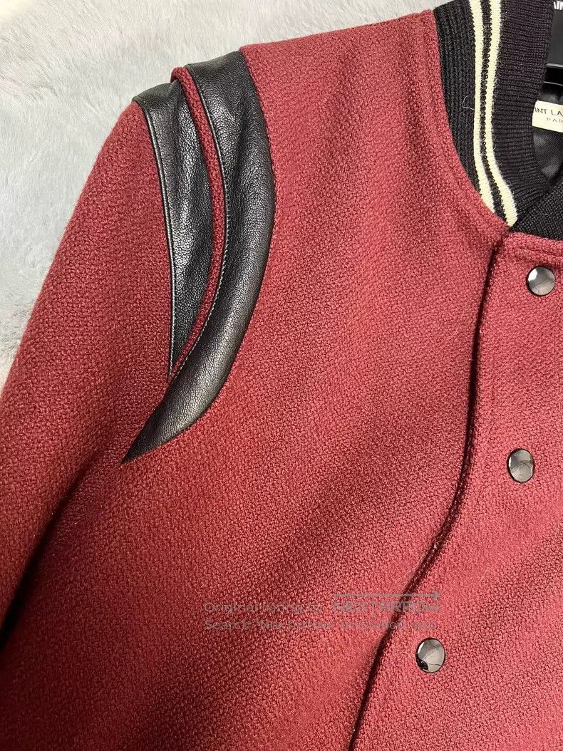 Saint Laurent Paris Saint Laurent Paris Burgundy Black Sheepskin Mixed Wool Ba Size US M / EU 48-50 / 2 - 4 Thumbnail