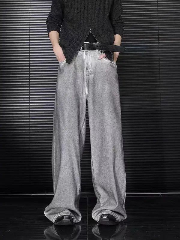 Japanese Brand VIBE Distressed dirty baggy wide leg jeans Size US 33 - 6 Thumbnail