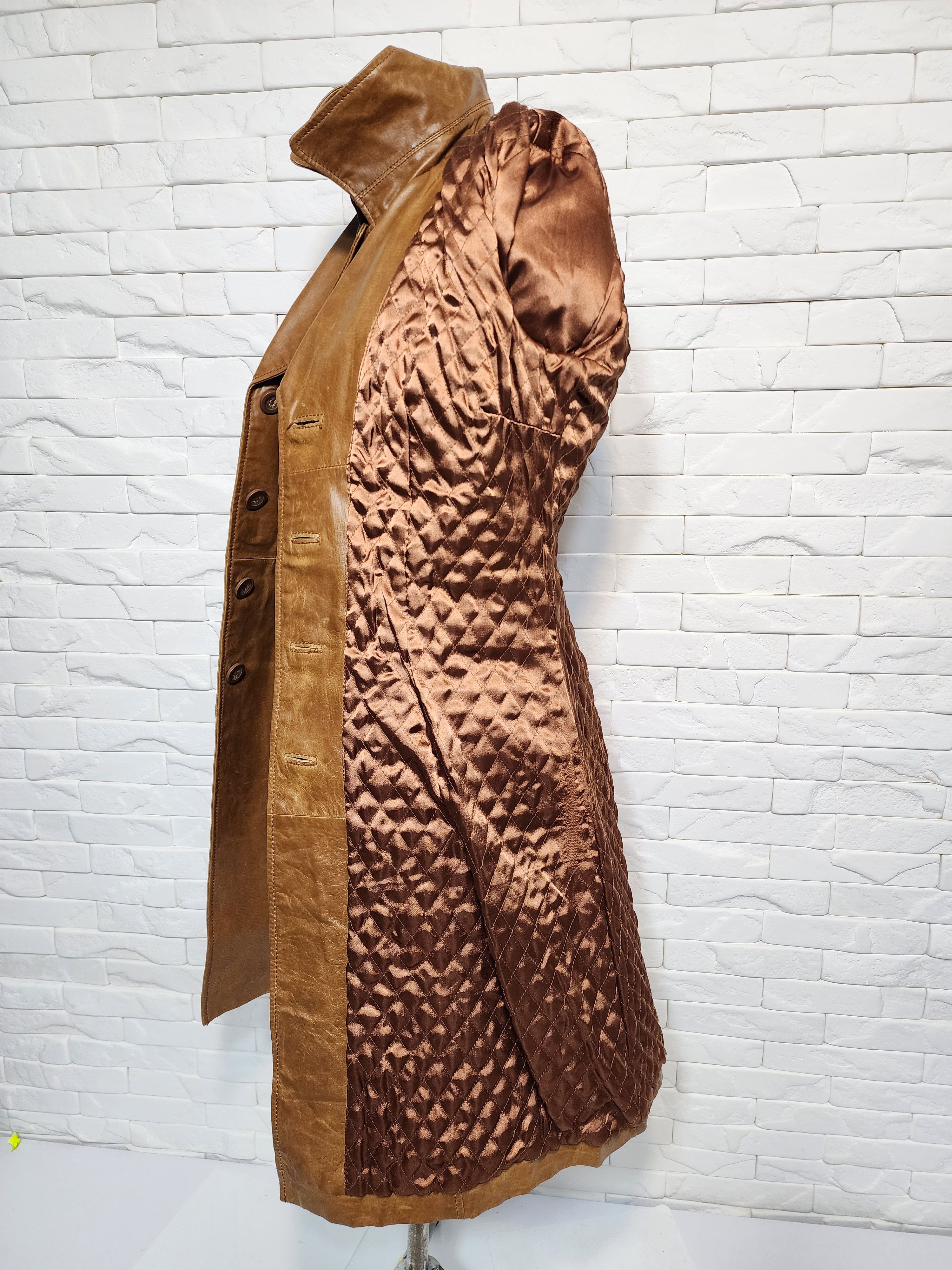 Designer Women's brown genuine leather raincoat. Size M / US 6-8 / IT 42-44 - 8 Thumbnail