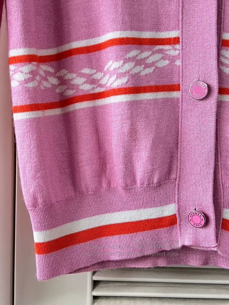 Hermes Hermes Women's pink knitted cardigan Size XS / US 0-2 / IT 36-38 - 5 Thumbnail