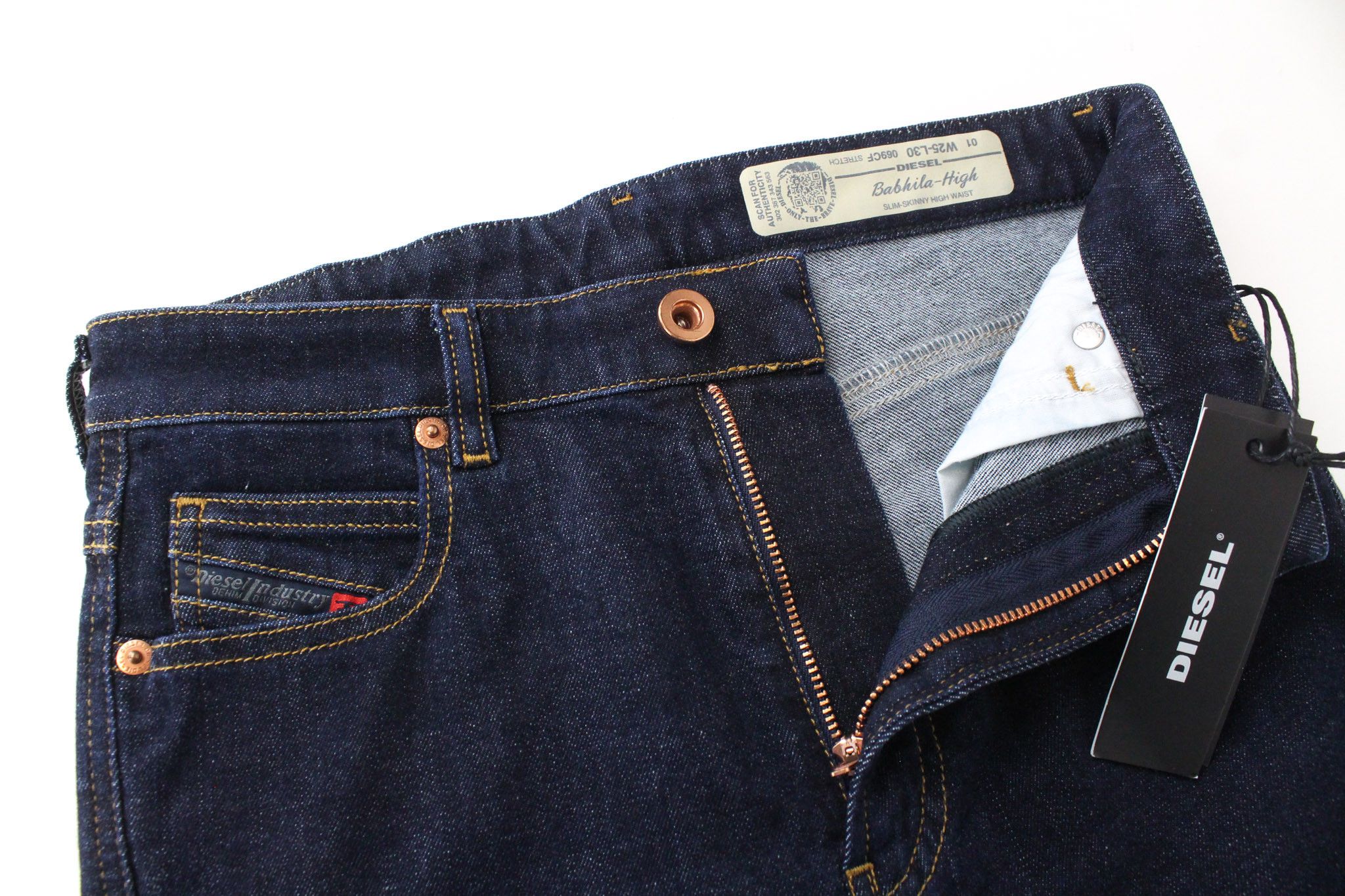Diesel BABHILA-HIGH 069CF W25/L30 Blue Stretch Jeans 71936 Size 25" / US 0 / IT 36 - 5 Thumbnail