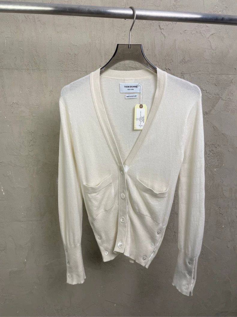 Thom Browne Thom browne Beige show knitted four-striped pure cashmere c Size XS / US 0-2 / IT 36-38 - 1 Thumbnail
