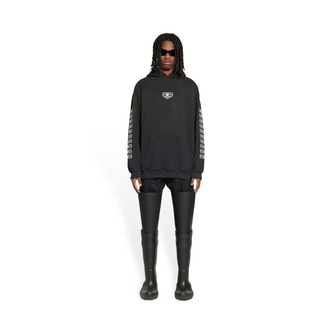 Balenciaga o1mt1gz1124 BB Paris Icon Hoodie Medium Fit in Black/White Size US XS / EU 42 / 0 - 4 Thumbnail
