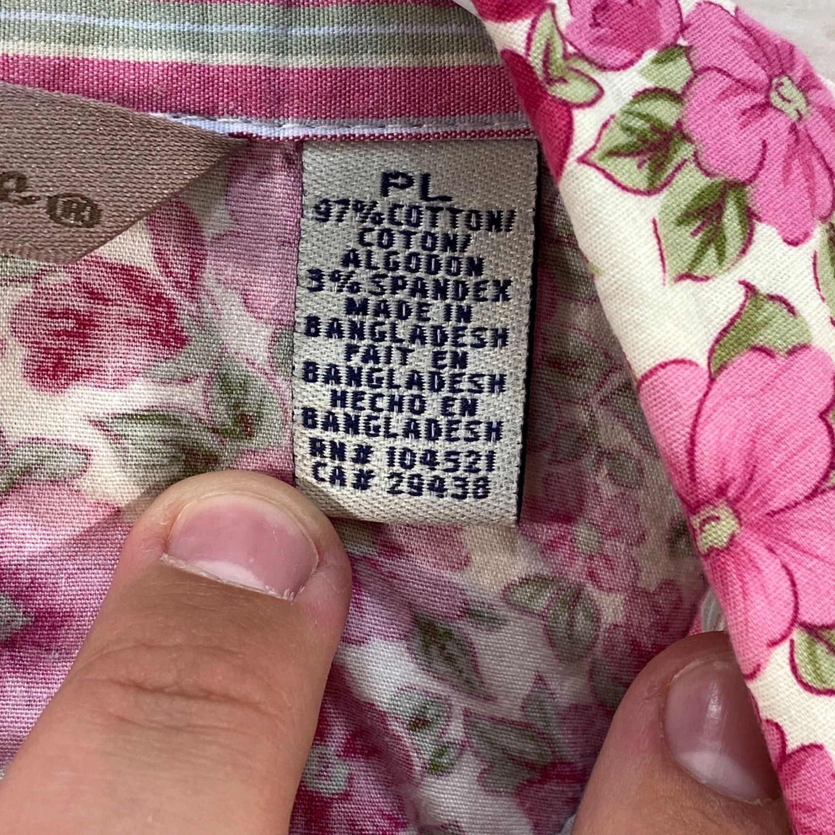 Pinko Caribbean Joe Shirt Womens Petite Large PL Pink Floral Button Up Long Sleeve Size L / US 10 / IT 46 - 7 Thumbnail