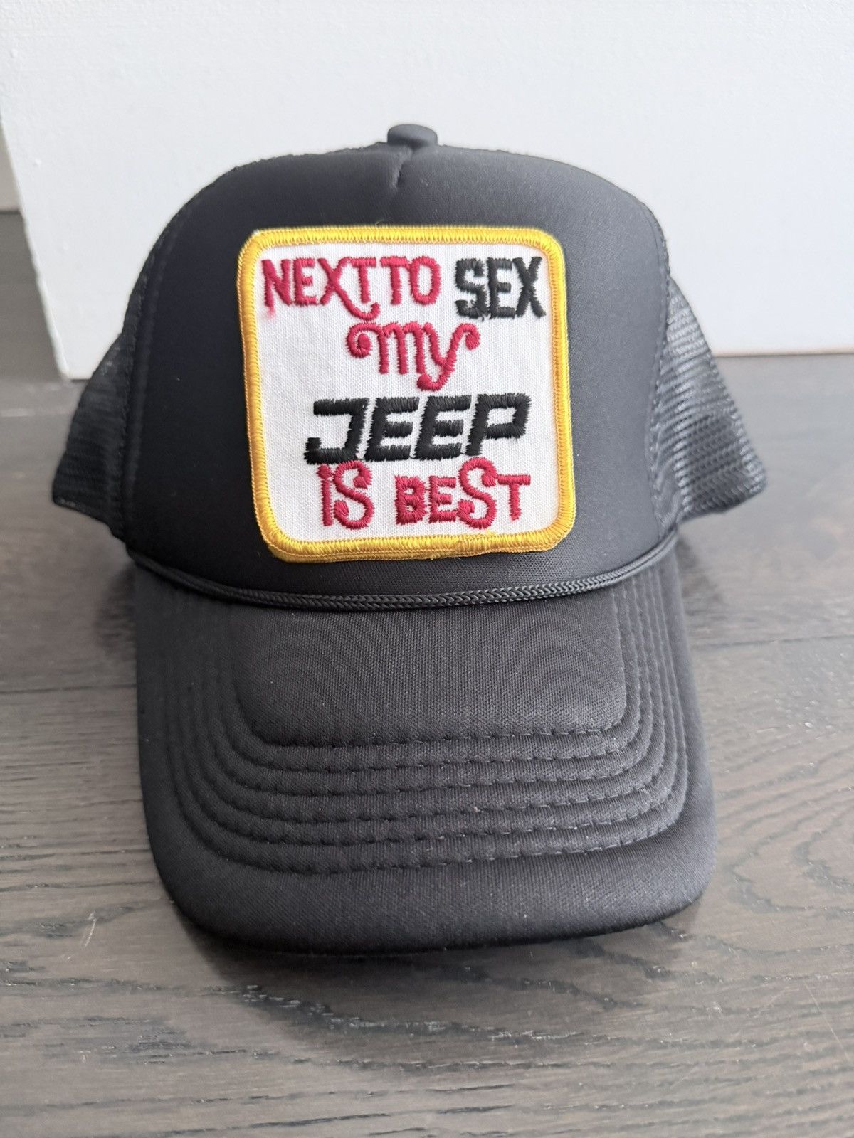 Other Vintage Jeep Patch on New Black Trucker Hat Size ONE SIZE - 1 Thumbnail
