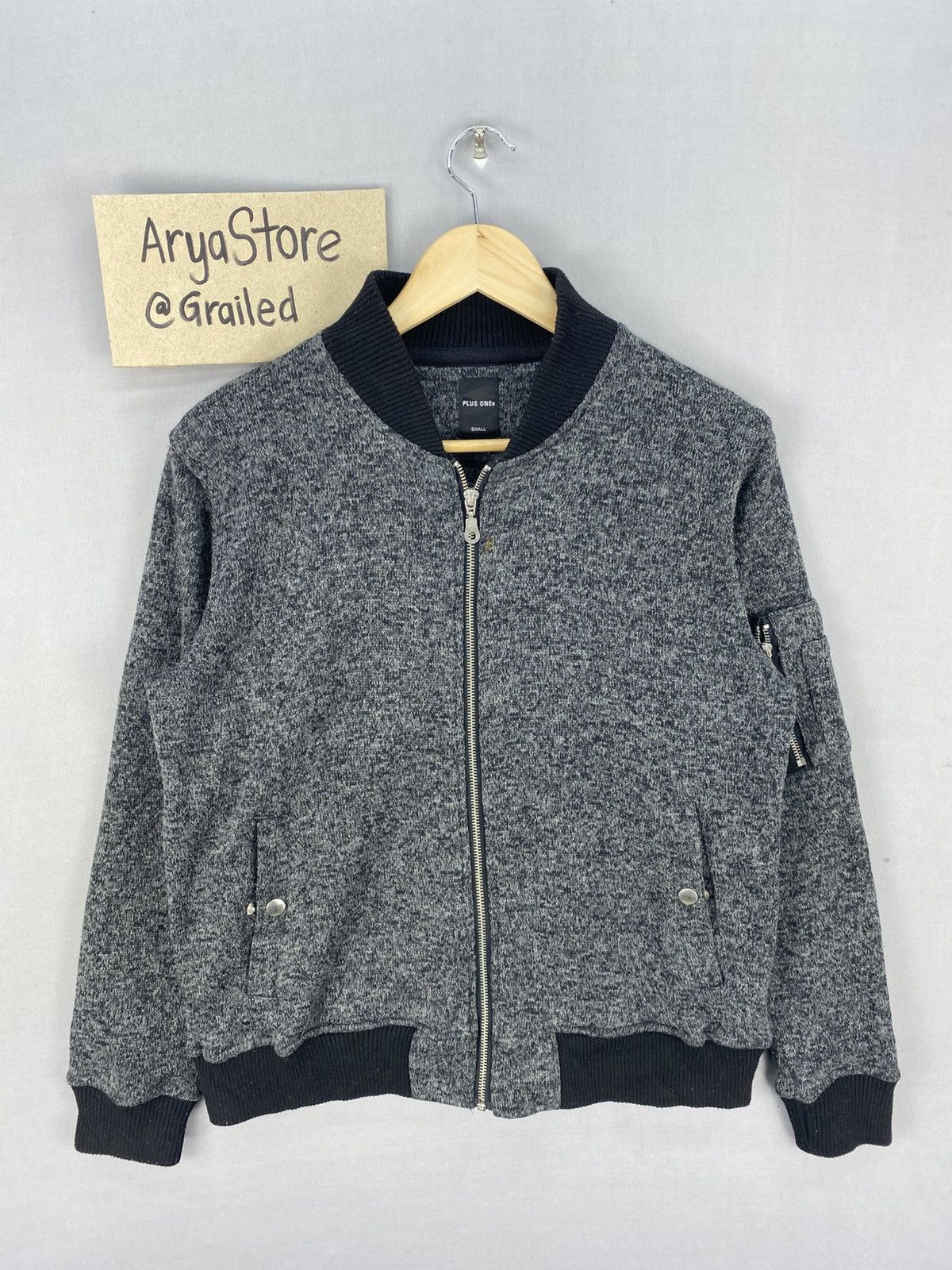 Plus One Clothing Vintage Y2K Plus One Knitwear Bomber Zipper Jacket Size US S / EU 44-46 / 1 - 1 Thumbnail