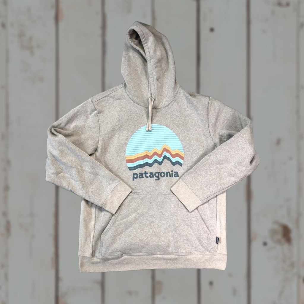 Patagonia Patagonia Hoodie Mens XL Beige Geologers Graphic Logo Fleece Pullover with Kangaroo Pocket (Hooded) Holiday Fall Casual Outdoor Size US XL / EU 56 / 4 - 1 Thumbnail