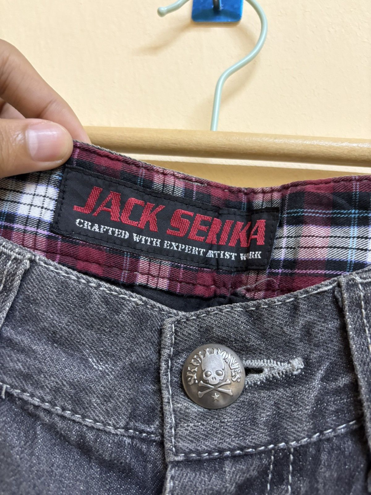 If Six Was Nine × Japanese Brand Vintage Y2k Jack Serika Poem Skull Printed Flared Jeans Size US 34 / EU 50 - 18 Thumbnail