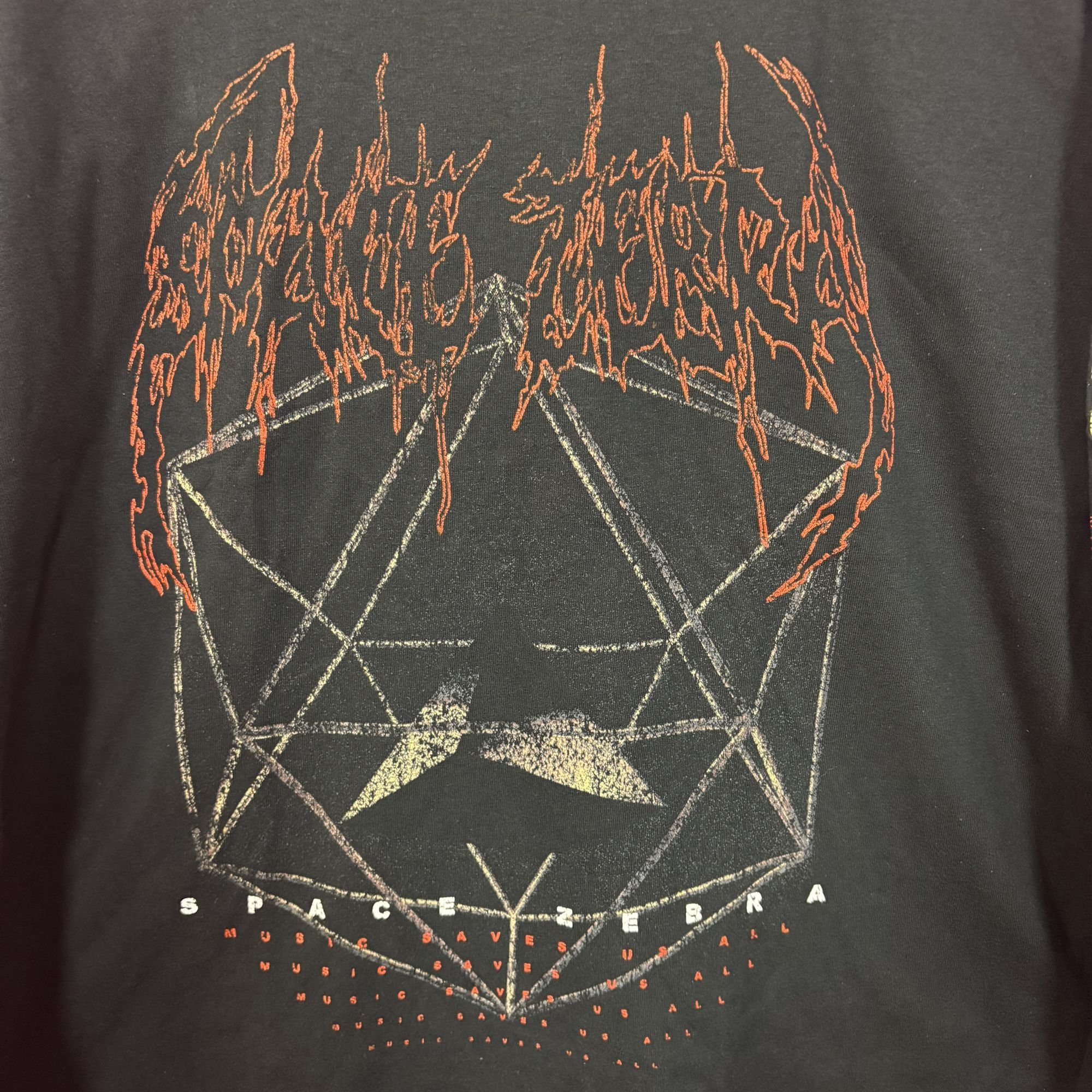Band Tees Space Zebra Music Saves Us Long Sleeve black T-Shirt XL Size US XL / EU 56 / 4 - 3 Thumbnail