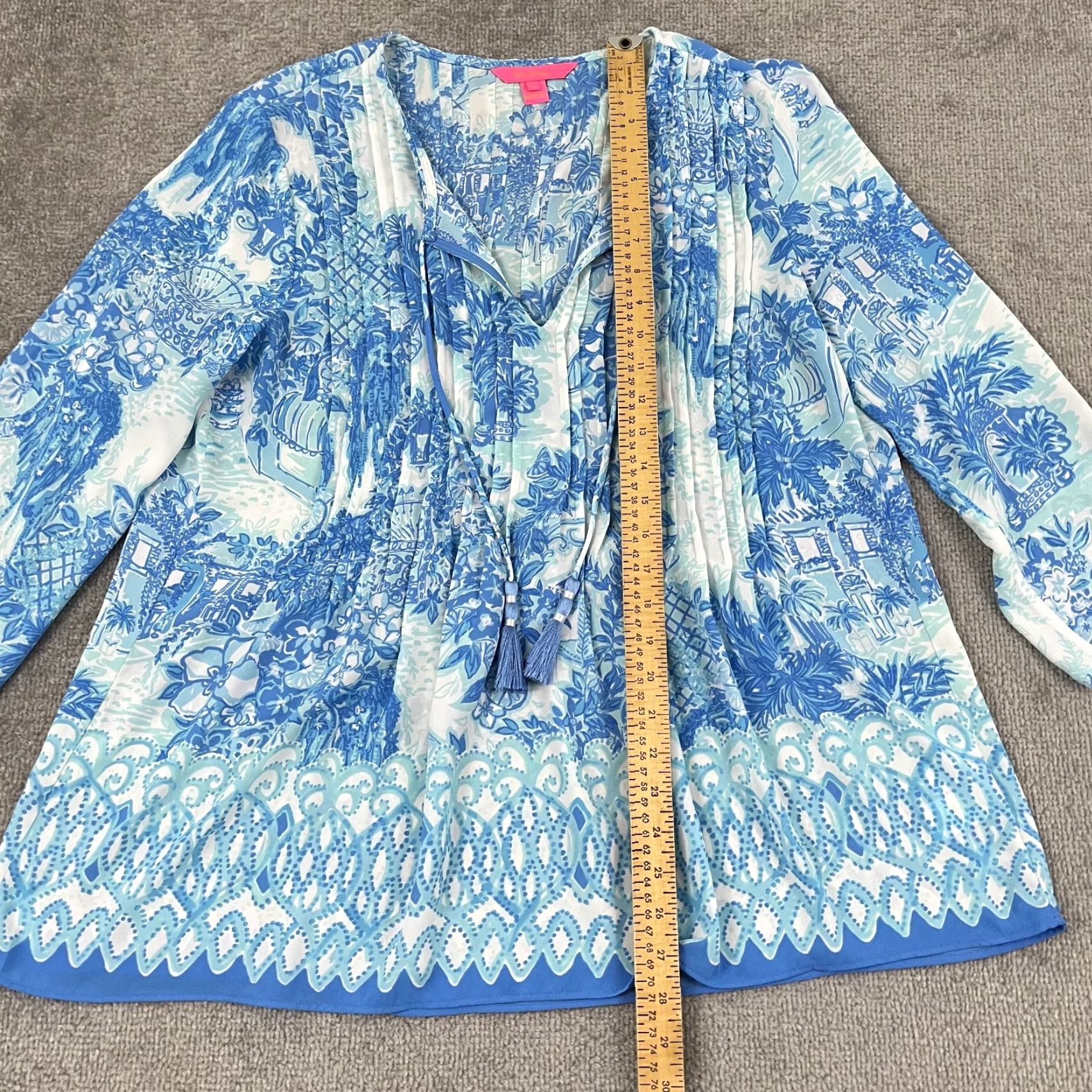 Lilly Pulitzer Lilly Pulitzer Marlina Tunic Top Blouse Womens M Floral Multicolor 3/4 Sleeve V-Neck Casual Beach Classic Tropical Tunic Mens? Size M / US 6-8 / IT 42-44 - 4 Thumbnail