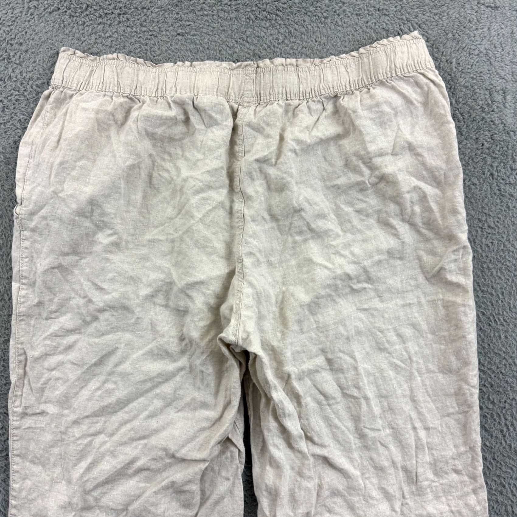 H&M H&M Pants Womens XXL Beige Linen Stretch Wide Leg Loose Crop Pocket Boho Beach Size 40" / US 18 - 4 Thumbnail