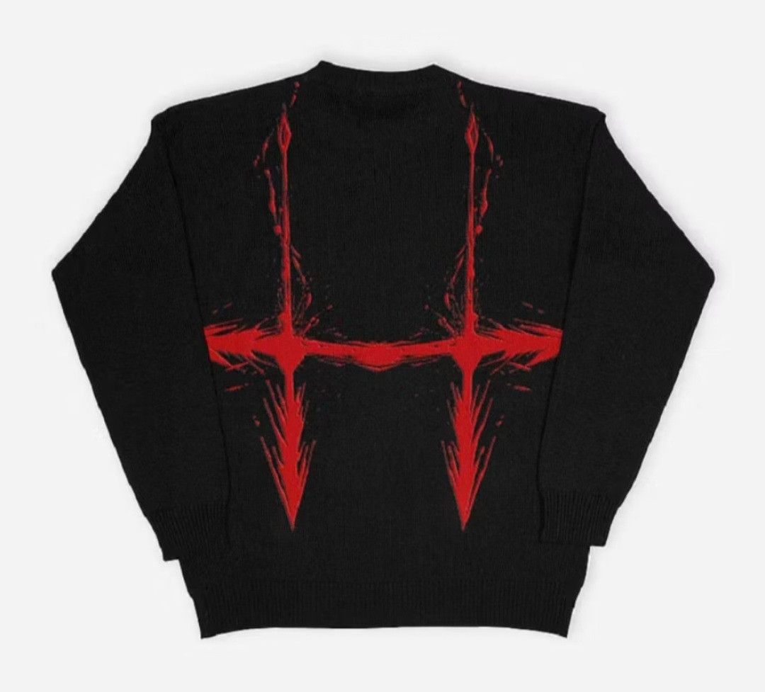 Japanese Brand × PPFM 💥Human Arrows fire abstract black sweater Size US L / EU 52-54 / 3 - 2 Thumbnail