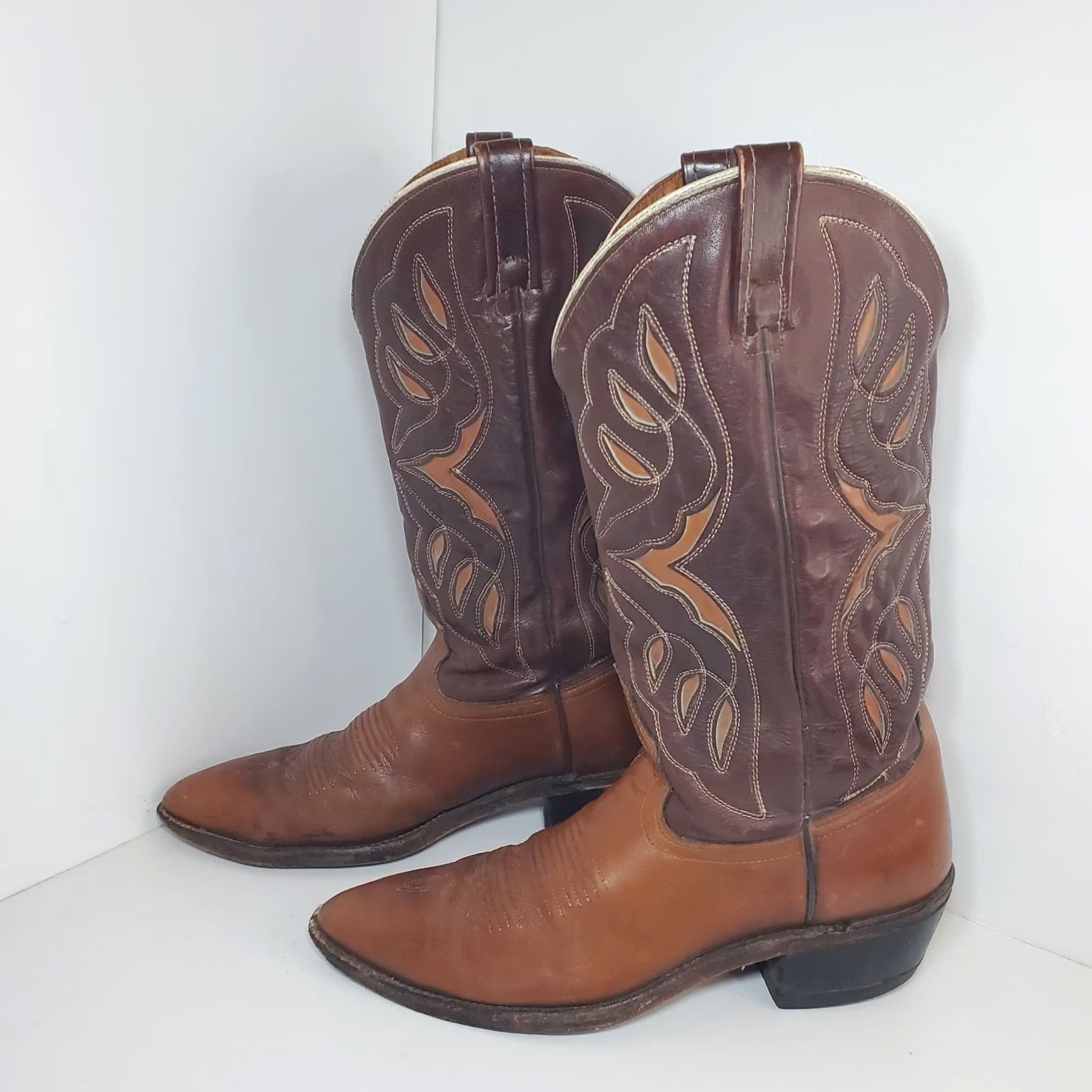 Vintage VINTAGE ACME Western Cowboy Boots Sz 8 Womens Brown Leather Butterfly Inlay Boots Women Cowboy 8 Brown Leather ACME Western Boots Women Size US 8 / IT 38 - 6 Thumbnail