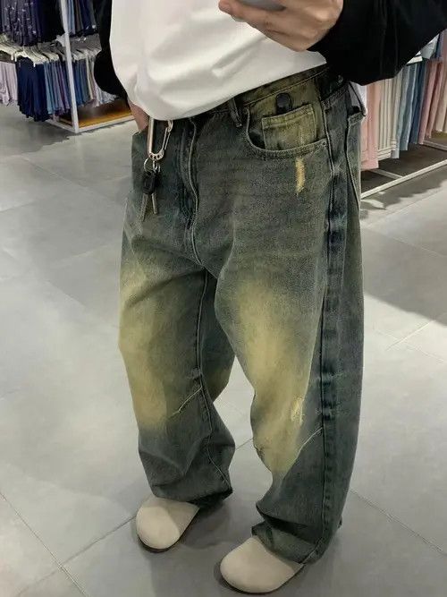 Handmade × Japanese Brand × Jean Washed distressed all-match straight jeans Size US 32 / EU 48 - 3 Thumbnail