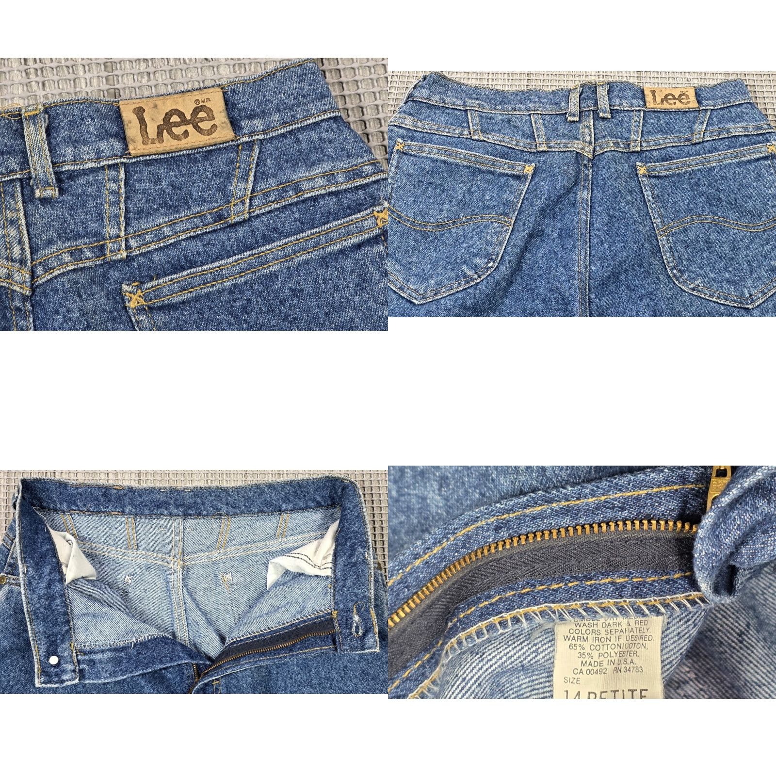Lee VINTAGE Lee High Waisted Jeans Blue Denim 30x28 Womens Petite 14P Tapered Solid Denim Jeans USA Made 5-Pocket Size 36" / US 14 / IT 50 - 8 Thumbnail