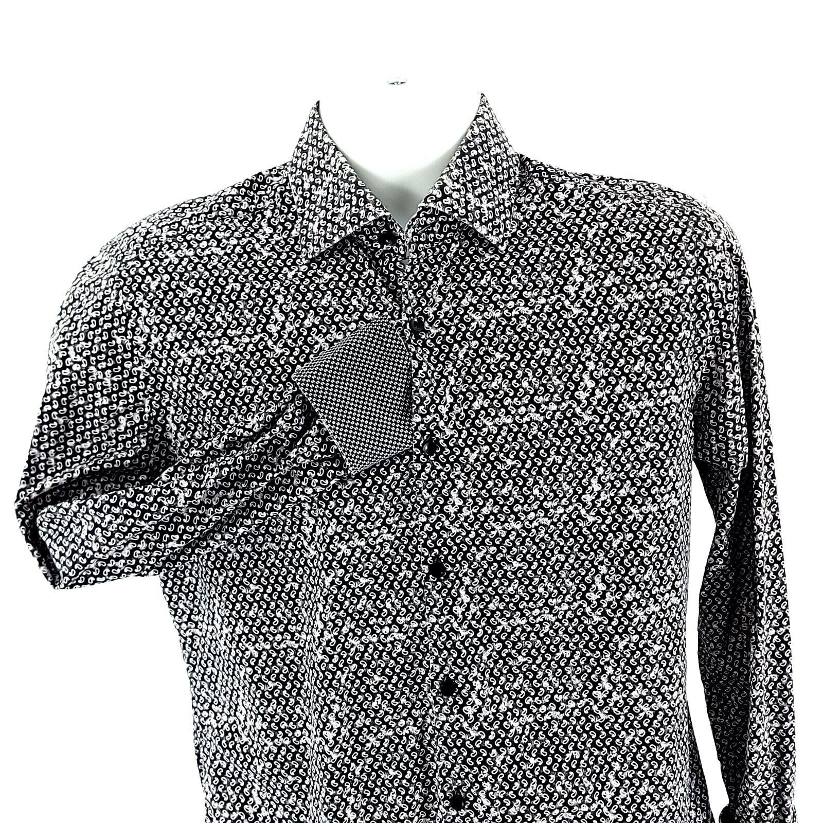 Stone Rose Stone Rose Size 2 Men's Paisley Gray Flip Cuff Cotton Collar Size US XS / EU 42 / 0 - 1 Thumbnail