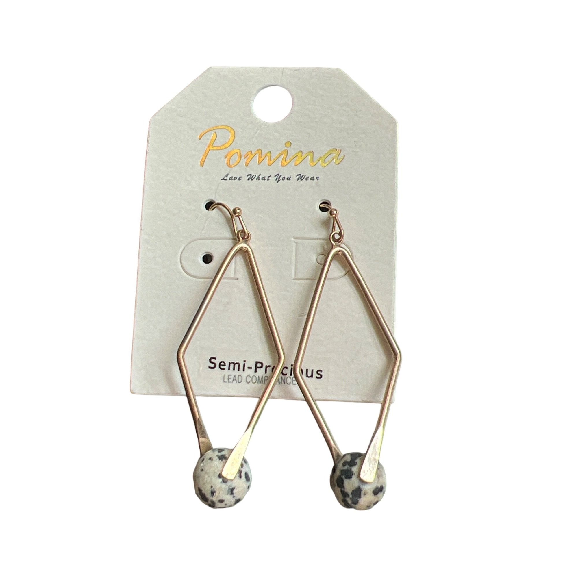 Other Pomina Gold Tone Dangle Earrings Semi Precious Beads Dalmati Size ONE SIZE - 1 Thumbnail